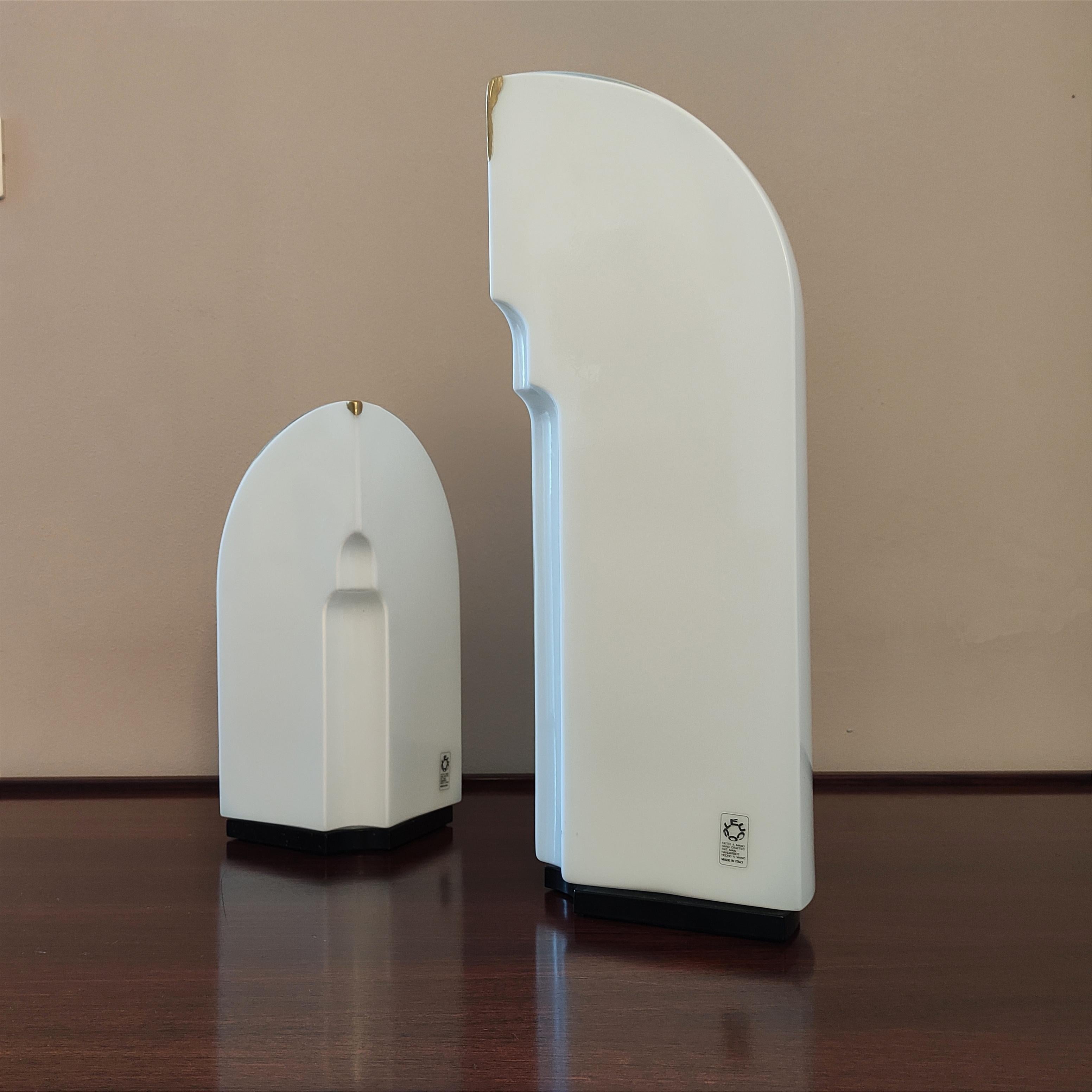 Minimalist Pair of Kazuhide Takahama Leucos Tiki Lamps For Sale