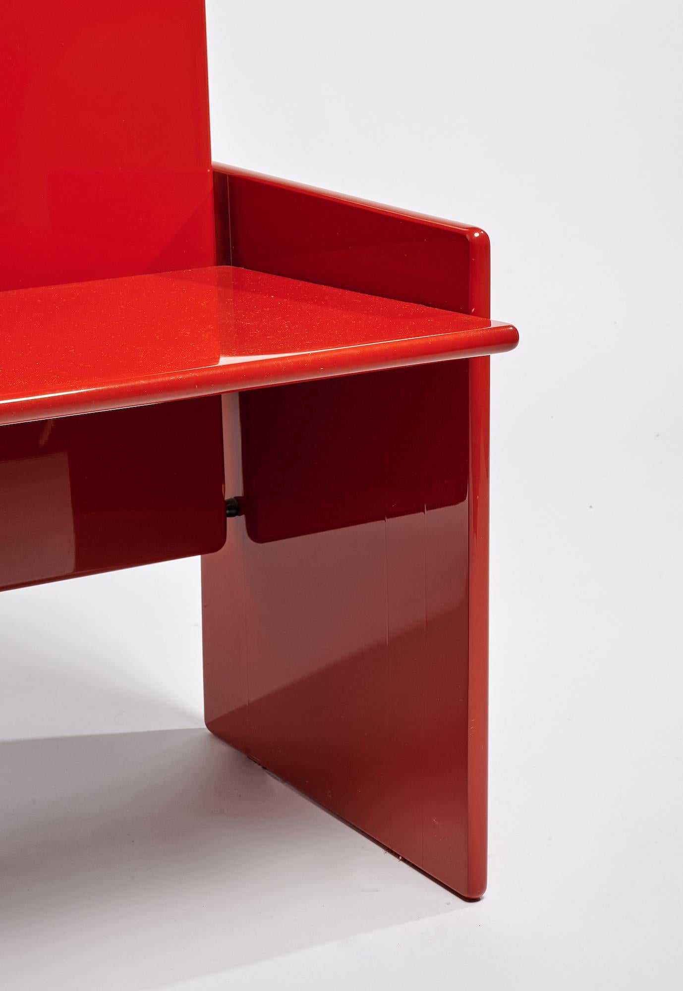 Italian Kazuki red chair by Kazuhide Takahama for Simon Gavina, 1969 For Sale