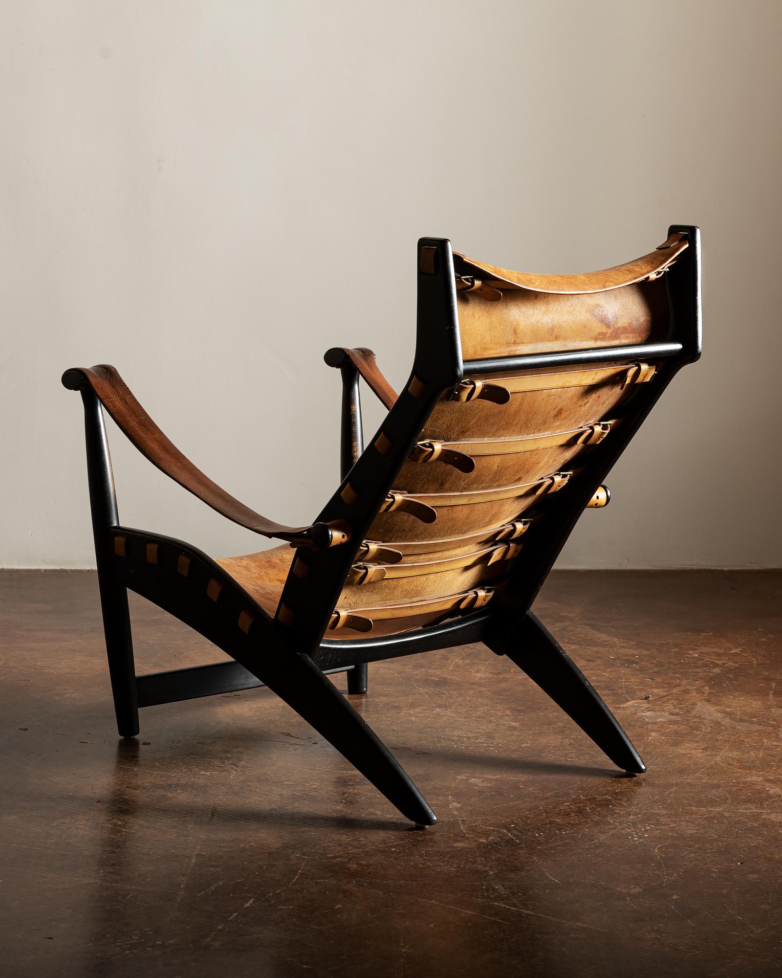Leather Pair of Københavnerstolen II  Easy Chairs by Mogens Voltelen, Denmark, 1960s