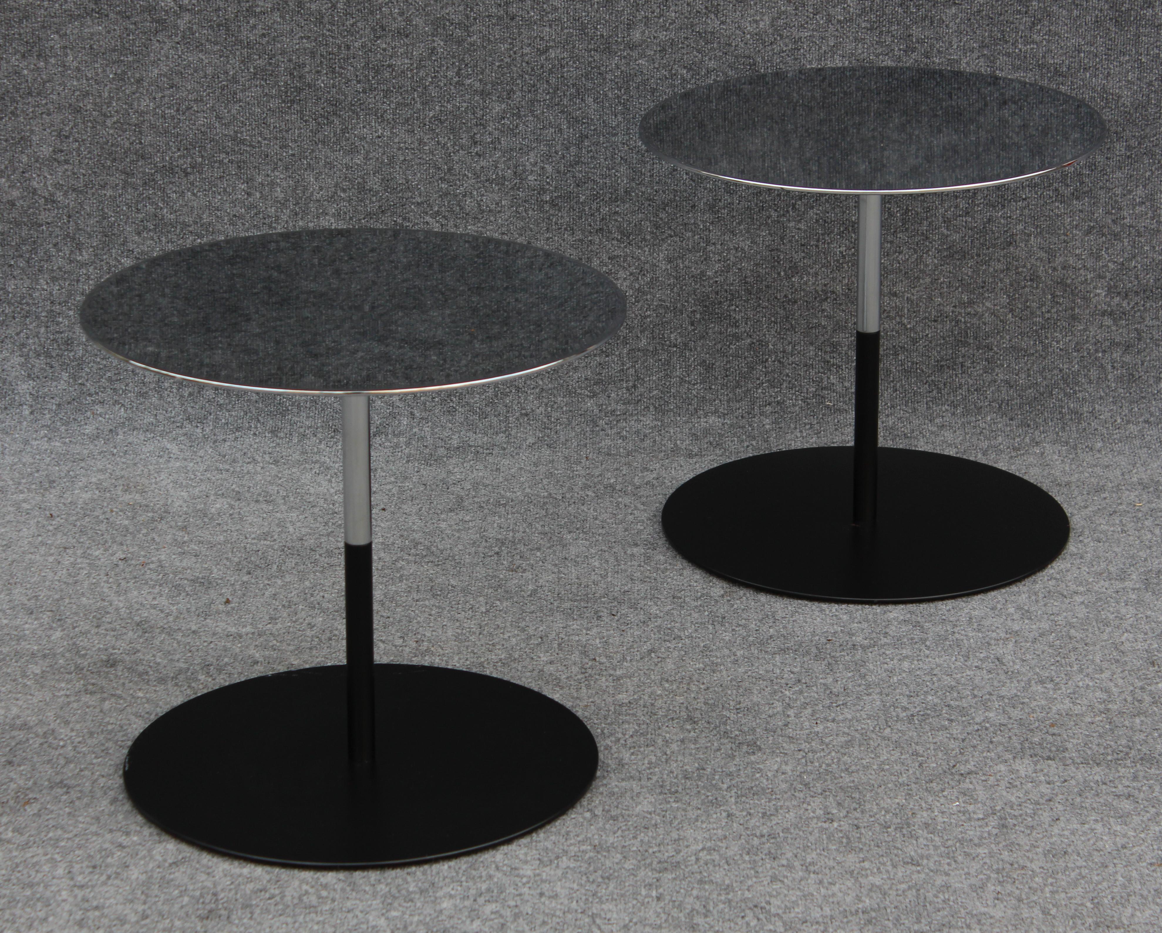 Modern Pair of Keilhauer 'Boxcar' Steel & Chrome Side Tables Model 4382 For Sale