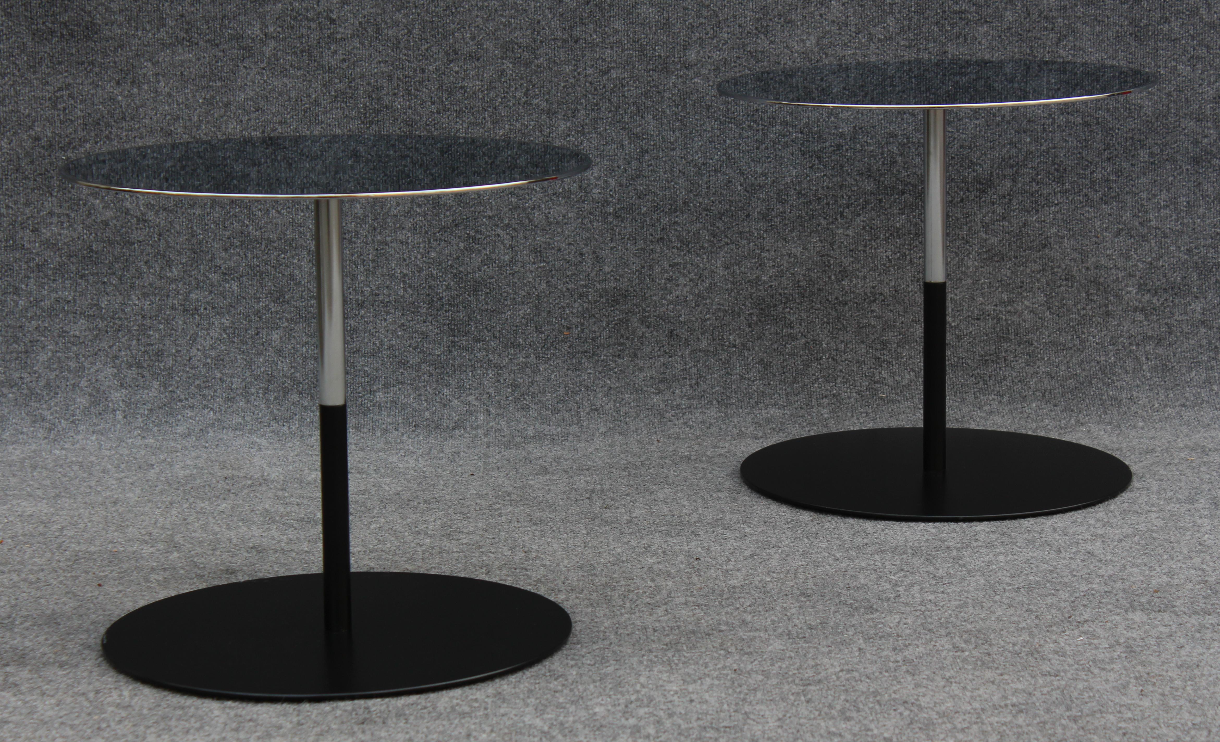 Canadian Pair of Keilhauer 'Boxcar' Steel & Chrome Side Tables Model 4382 For Sale