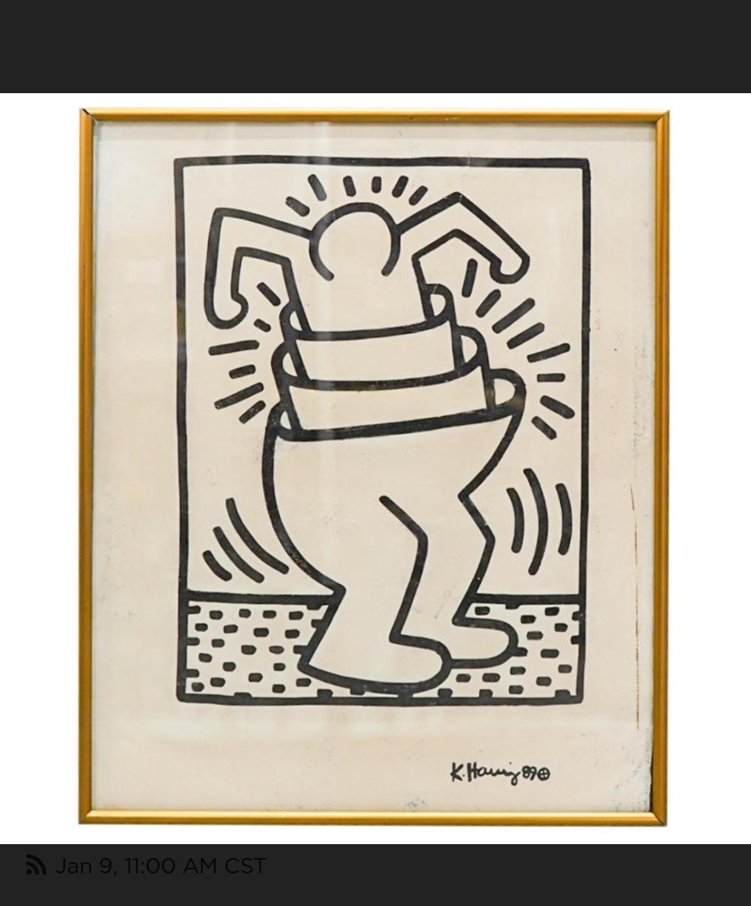 Papier Paire d'impressions sur papier de Keith Haring, signées  en vente