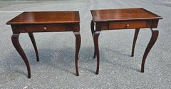 Pair of Kellogg Collection Distressed Walnut Single Drawer Side Tables