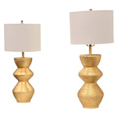 Coppia di lampade da tavolo Kelly Wearstler Utopia Combed Gild by Visual Comfort