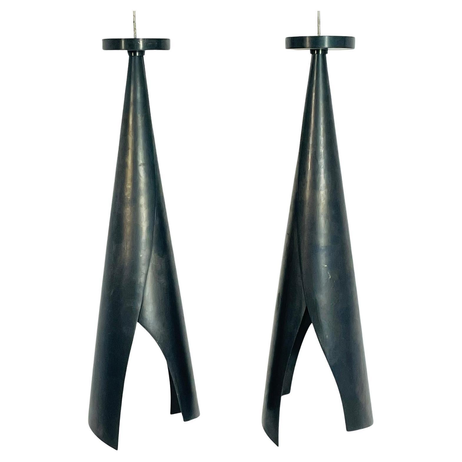 Paire de pendentifs en bronze de Kelly Wearstler Visual Comfort, forme sculpturale en vente