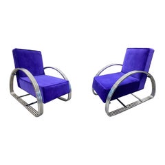 Pair of KEM Weber Style Streamline Art Deco Lounge Chairs
