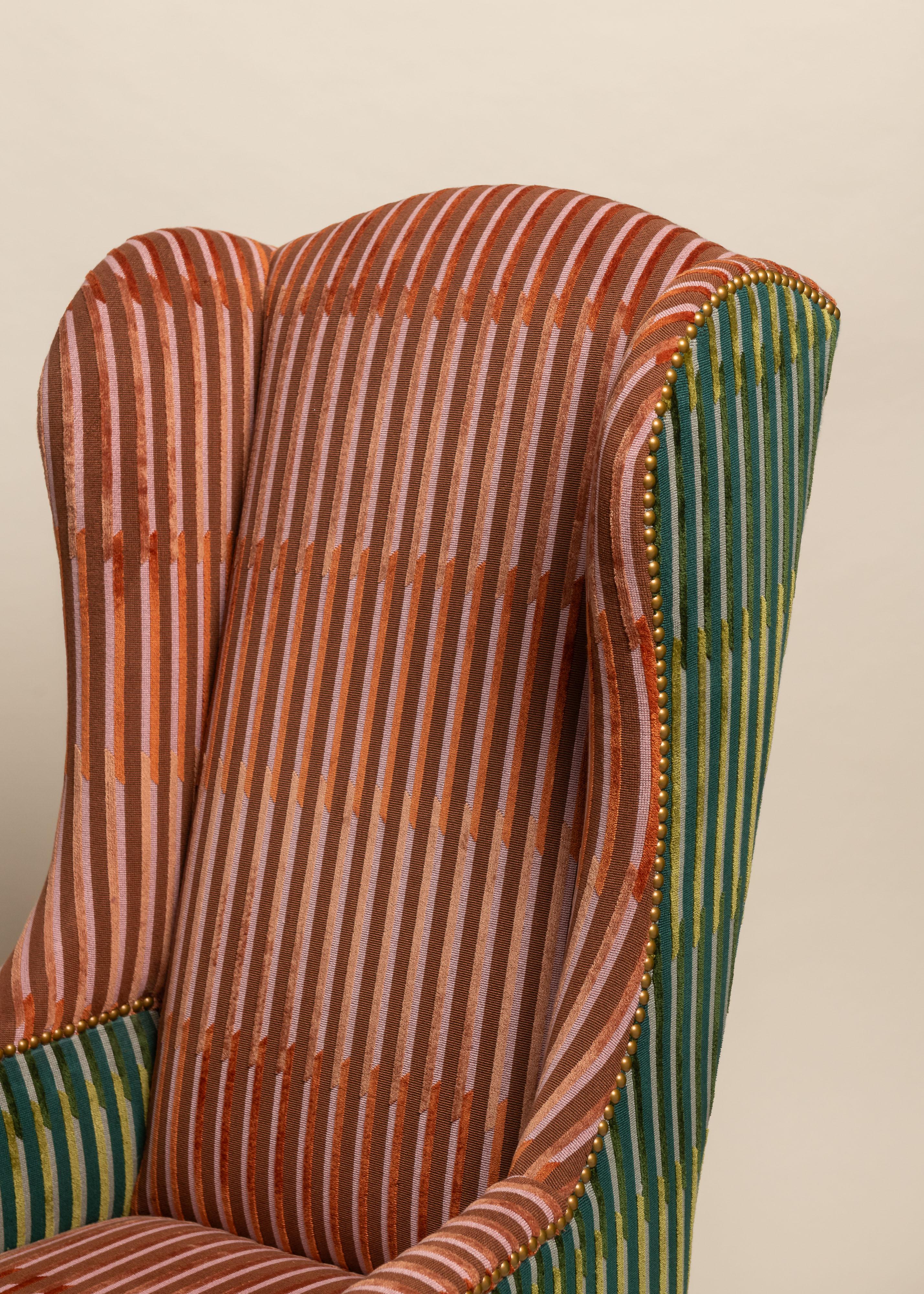 North American Pair of Ken Fulk X Pierre Frey Wing Chairs, 21st Century For Sale