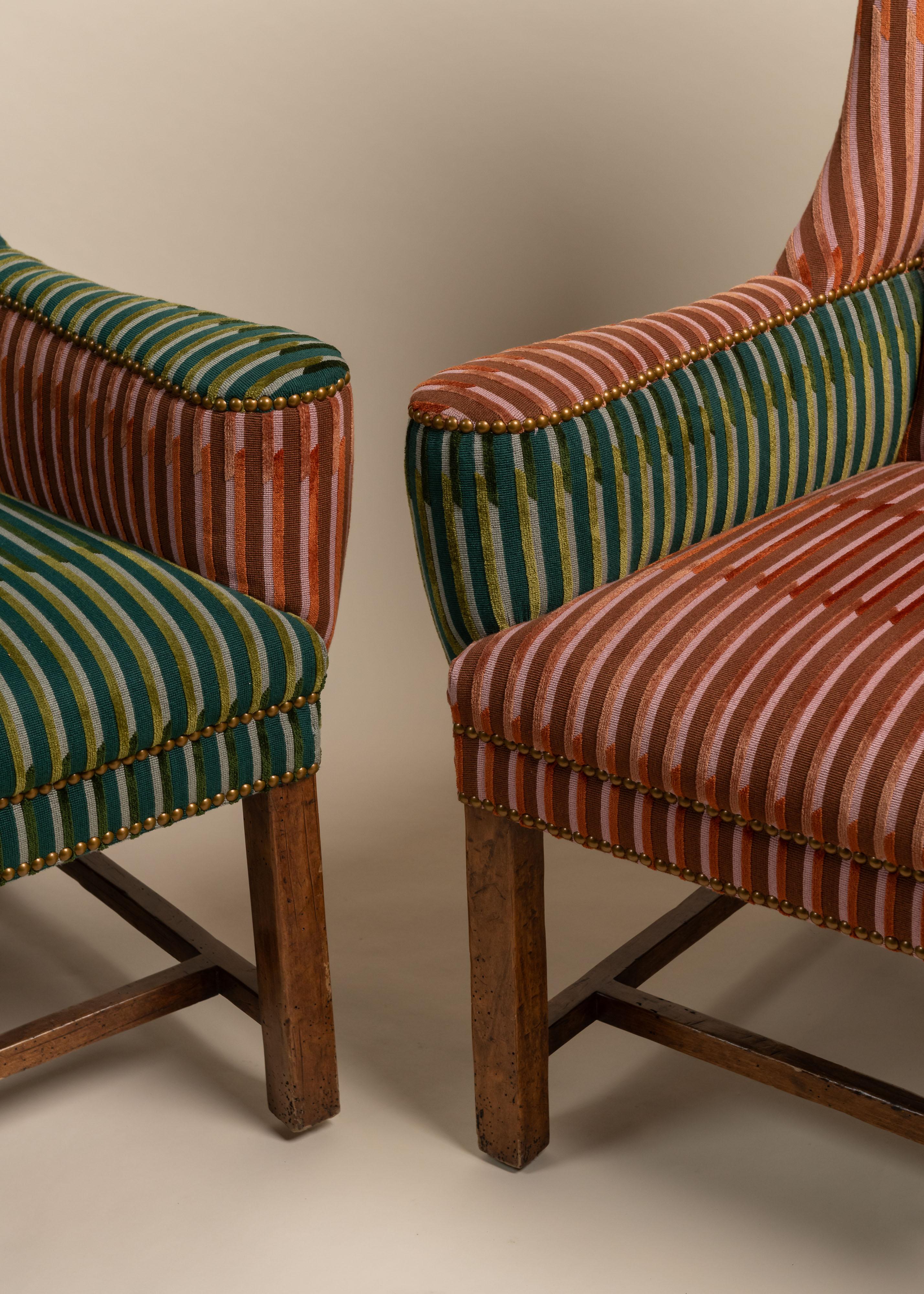 20th Century Pair of Ken Fulk X Pierre Frey Wing Chairs, 21st Century For Sale