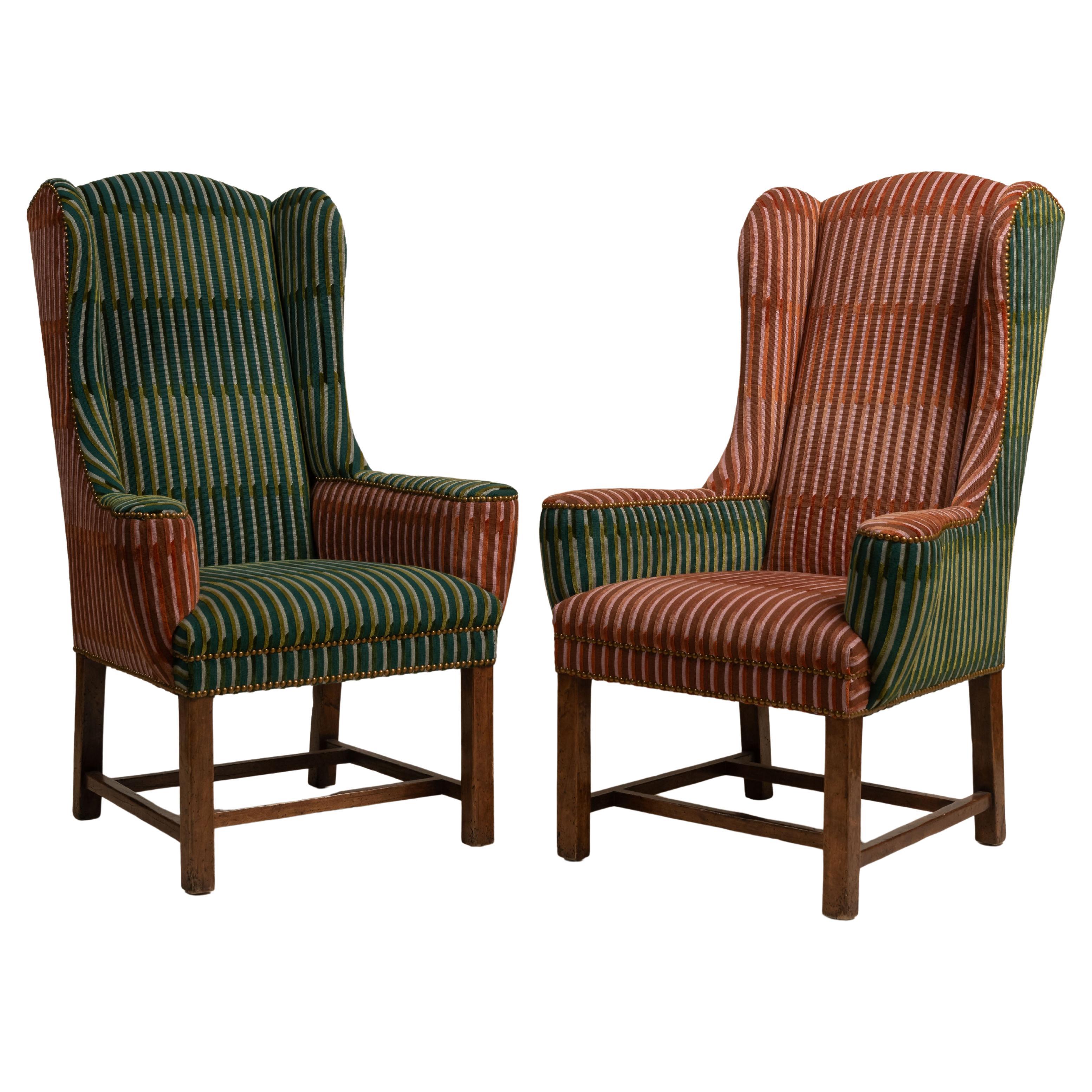 Pair of Ken Fulk X Pierre Frey Wing Chairs, 21st Century For Sale