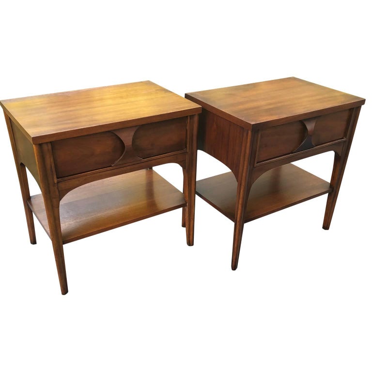 Pair of Kent Coffey Perspecta Walnut Side Table or Nightstands at