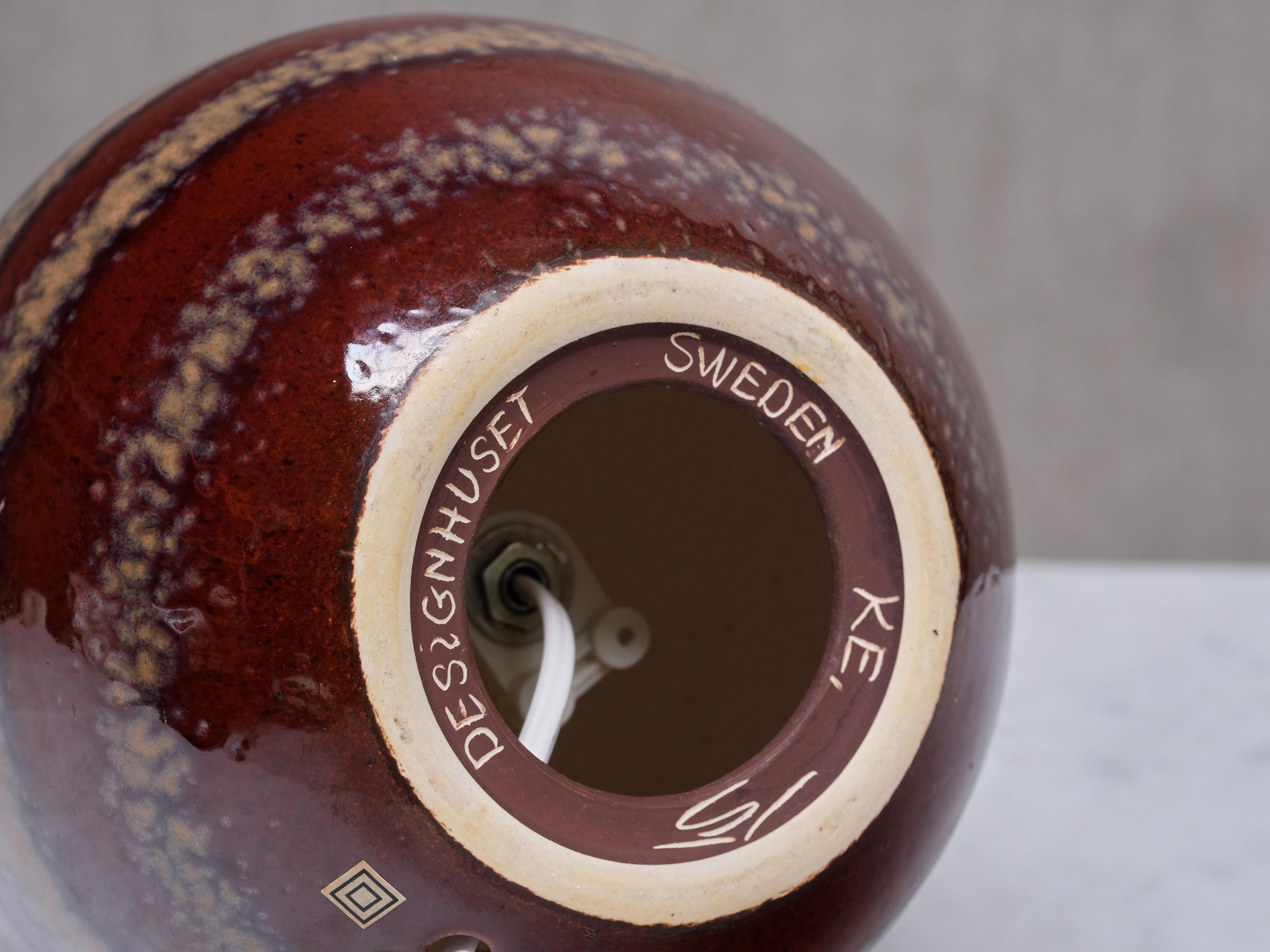 Paire de lampes de table ovales en céramique émaillée de Kent Eriksson, Designhuset, Suède, années 1970 en vente 5