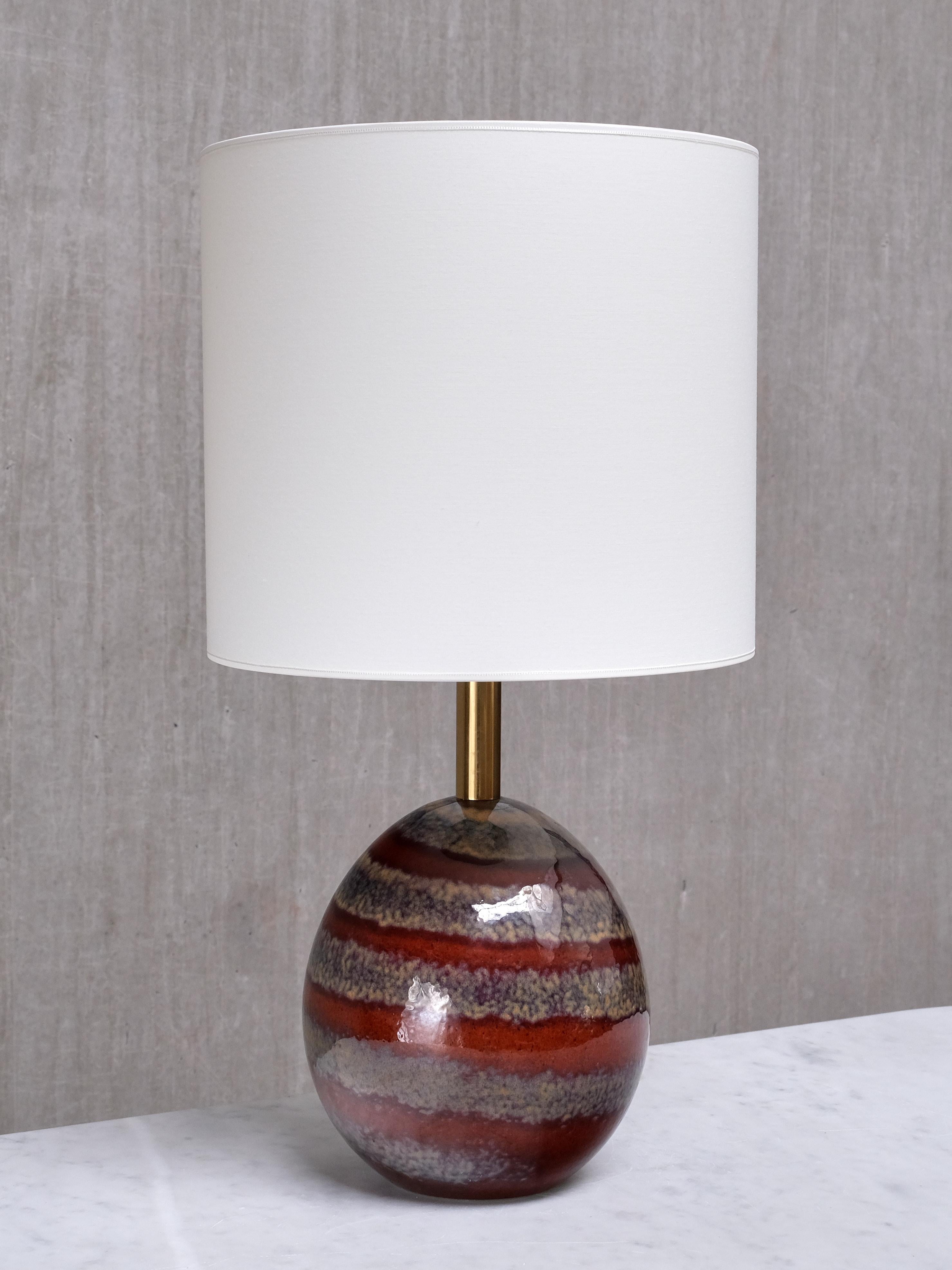 Paire de lampes de table ovales en céramique émaillée de Kent Eriksson, Designhuset, Suède, années 1970 en vente 2