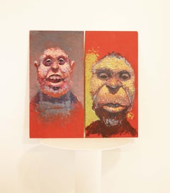 Pair of Kevin Peterson Pair of Portraits Contemporary Pop Surrealism Paintings