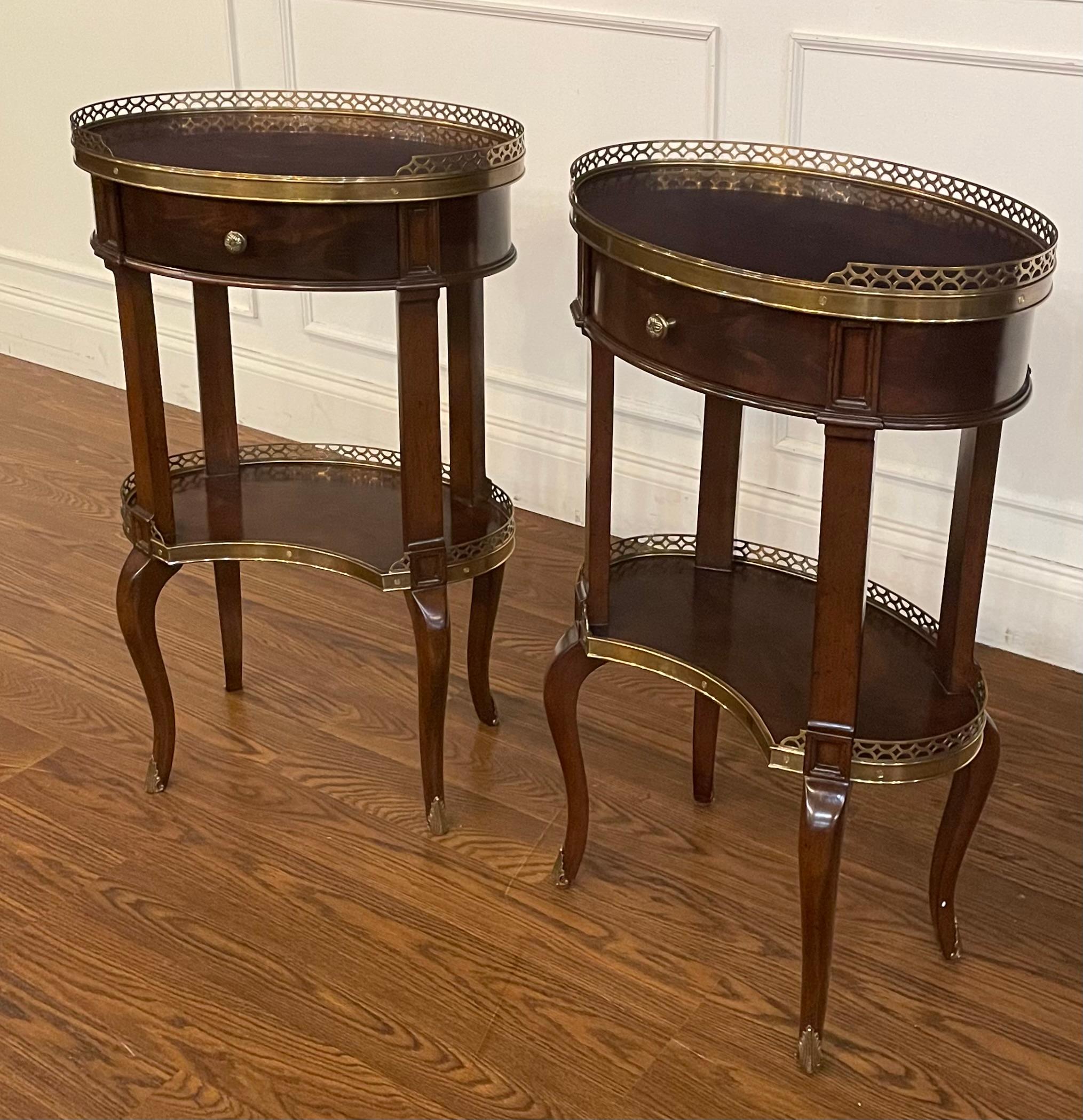 Regency Pair of Kidney Shaped Mahogany Lamp Tables by Leighton Hall - Showroom Samples For Sale