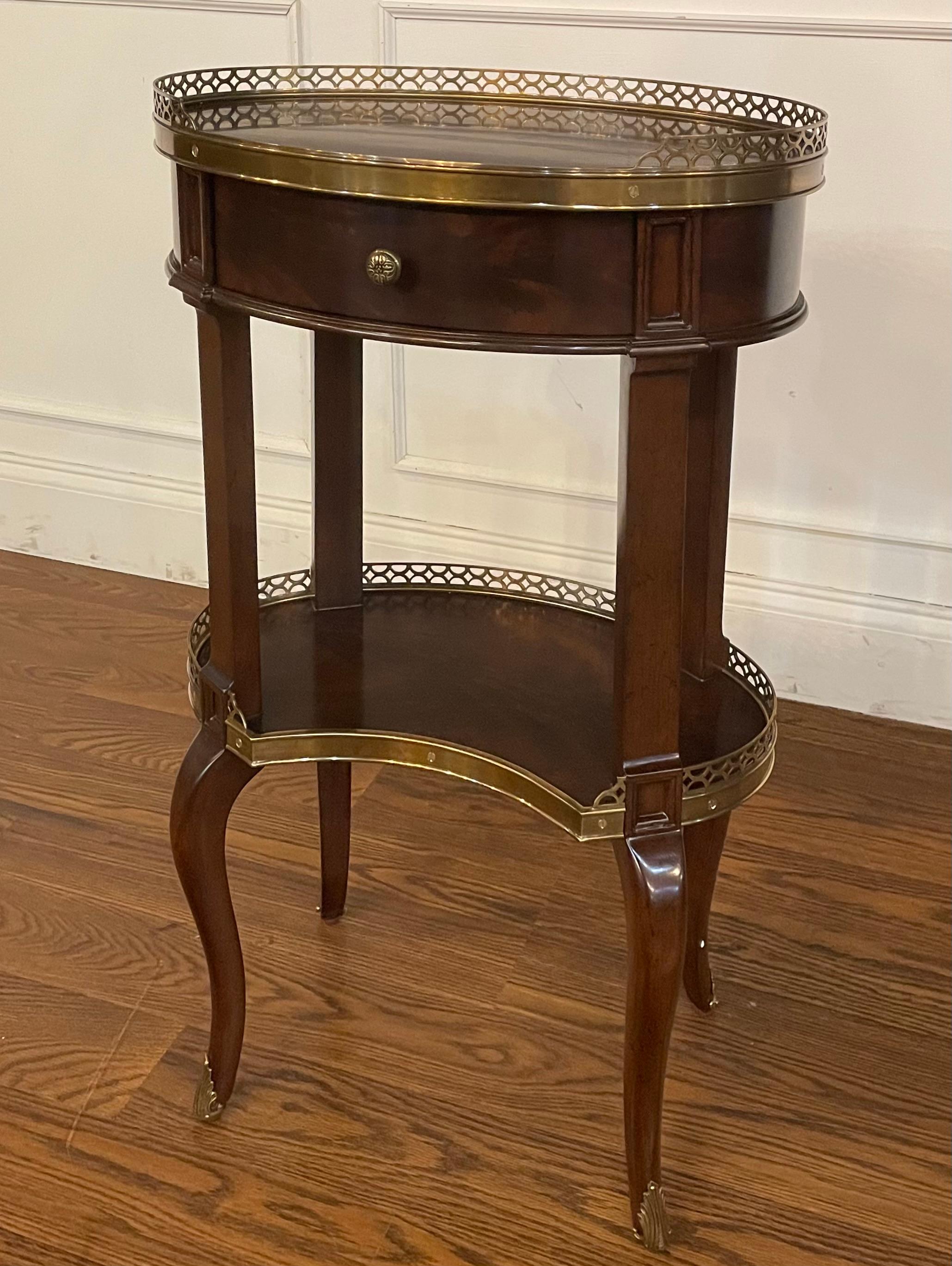 Pair of Kidney Shaped Mahogany Lamp Tables by Leighton Hall - Showroom Samples For Sale 3