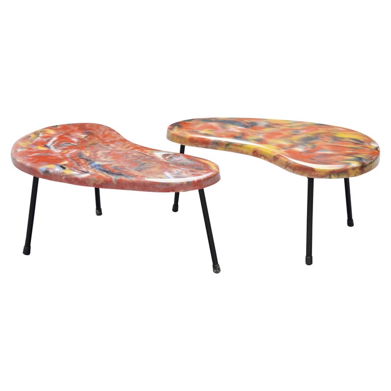 Pair of Kidney Shaped Tables France, 1960 For Sale at 1stdibs