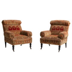 Pair of Kilim Upholstered Armchairs, France, circa 1890