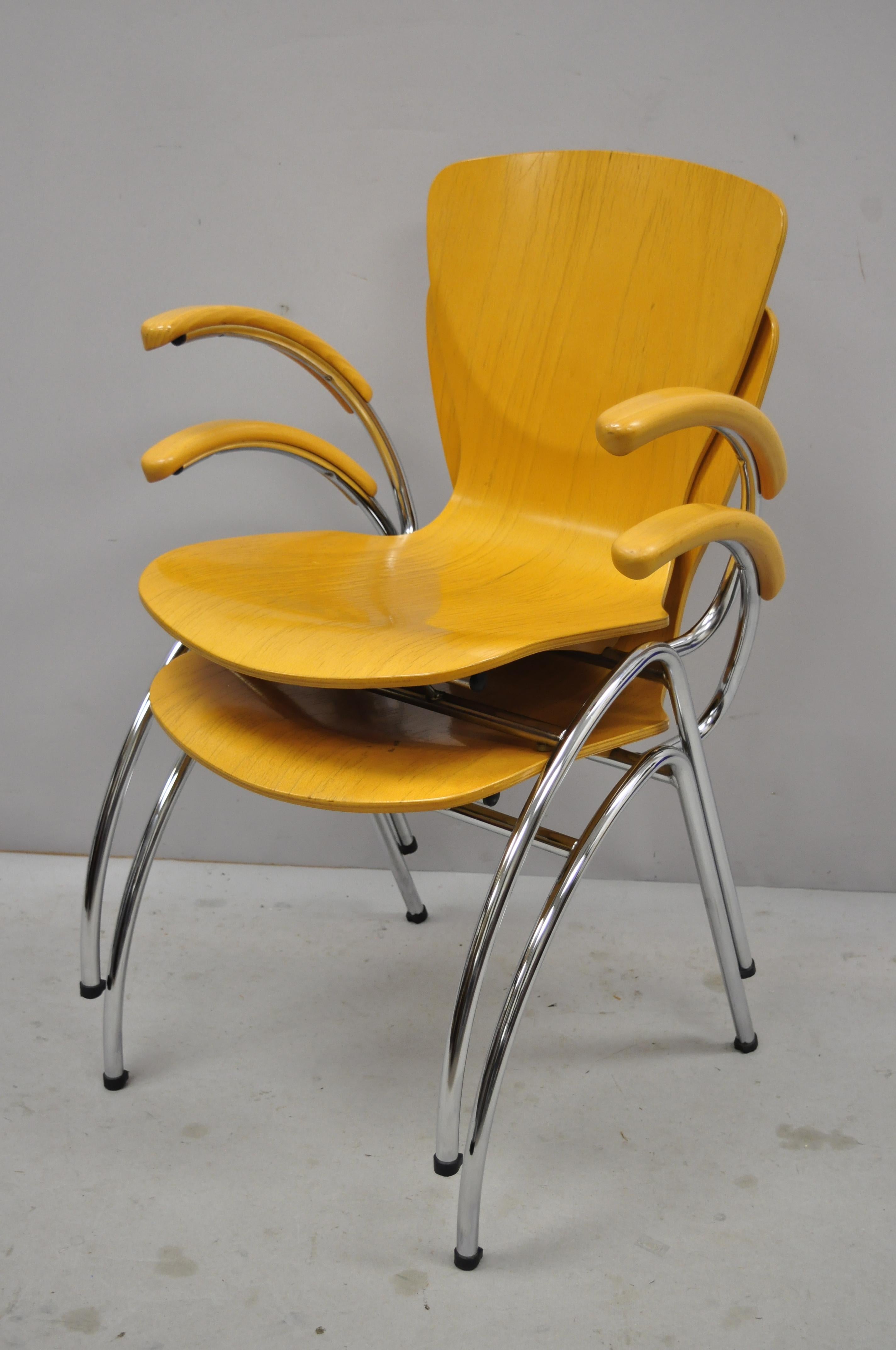 Pair of Kimball Bingo Stacking Armchairs Midcentury Danish Modern Style 2