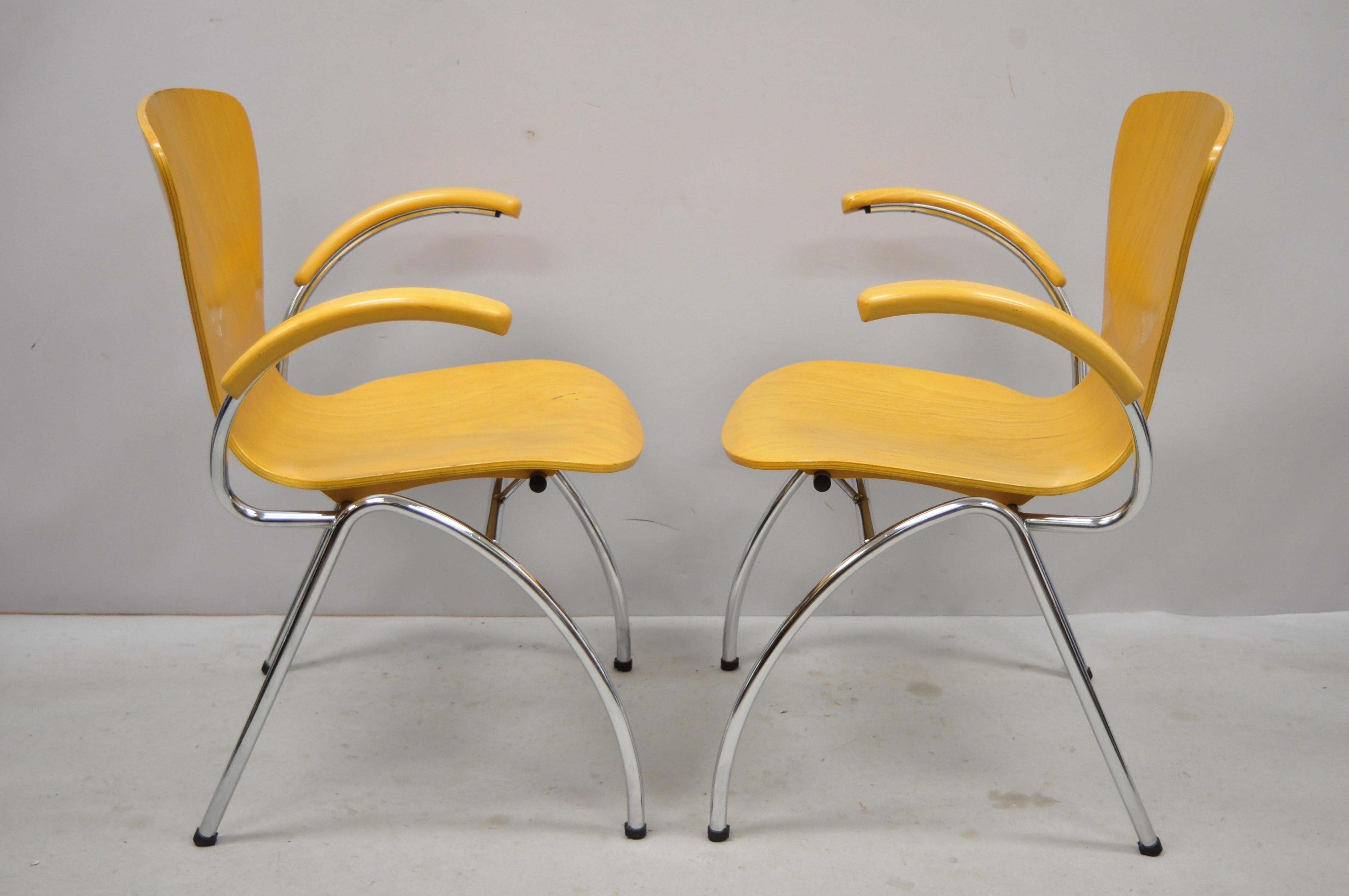 Pair of Kimball Bingo Stacking Armchairs Midcentury Danish Modern Style 3