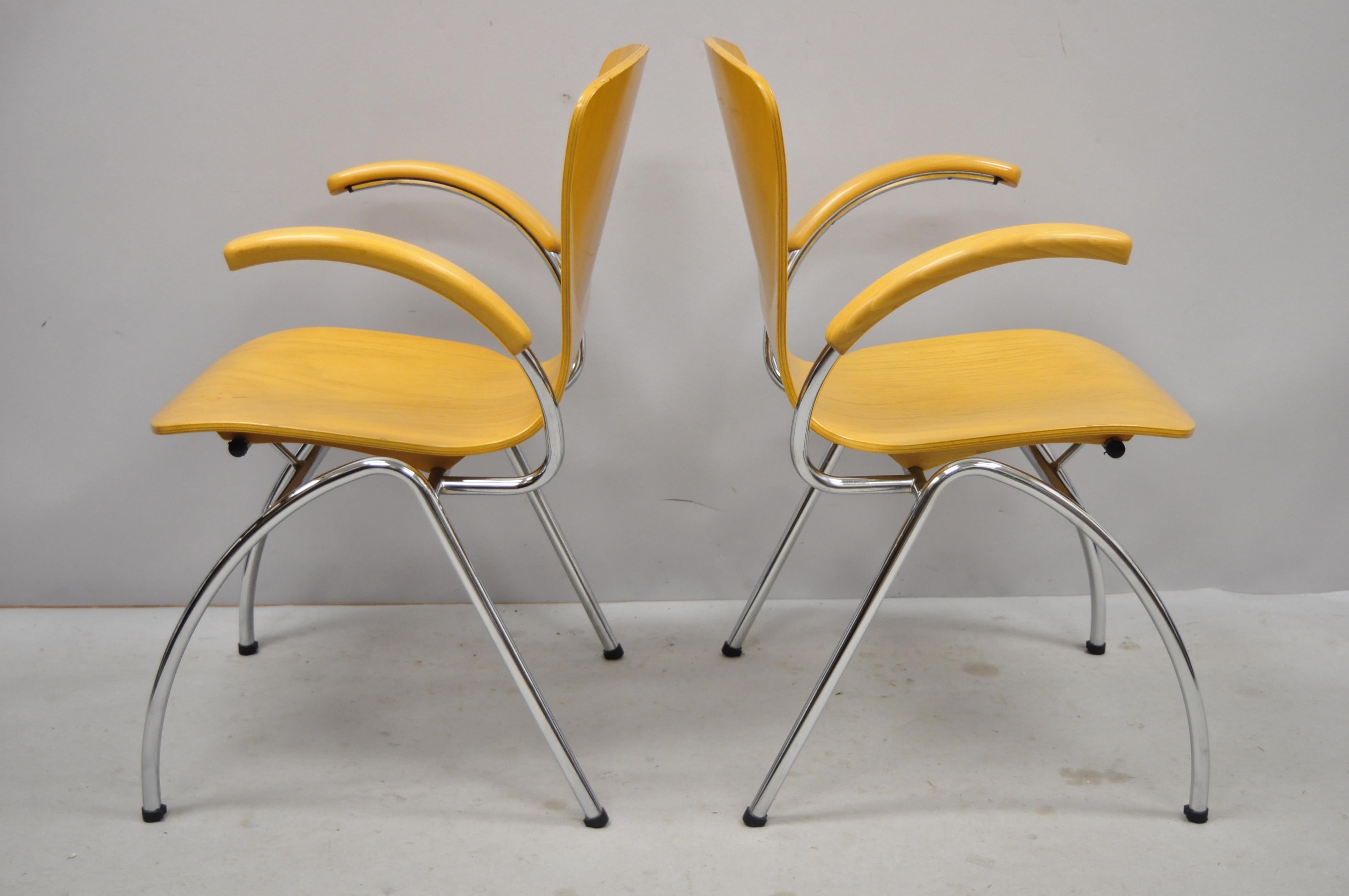 Pair of Kimball Bingo Stacking Armchairs Midcentury Danish Modern Style 4