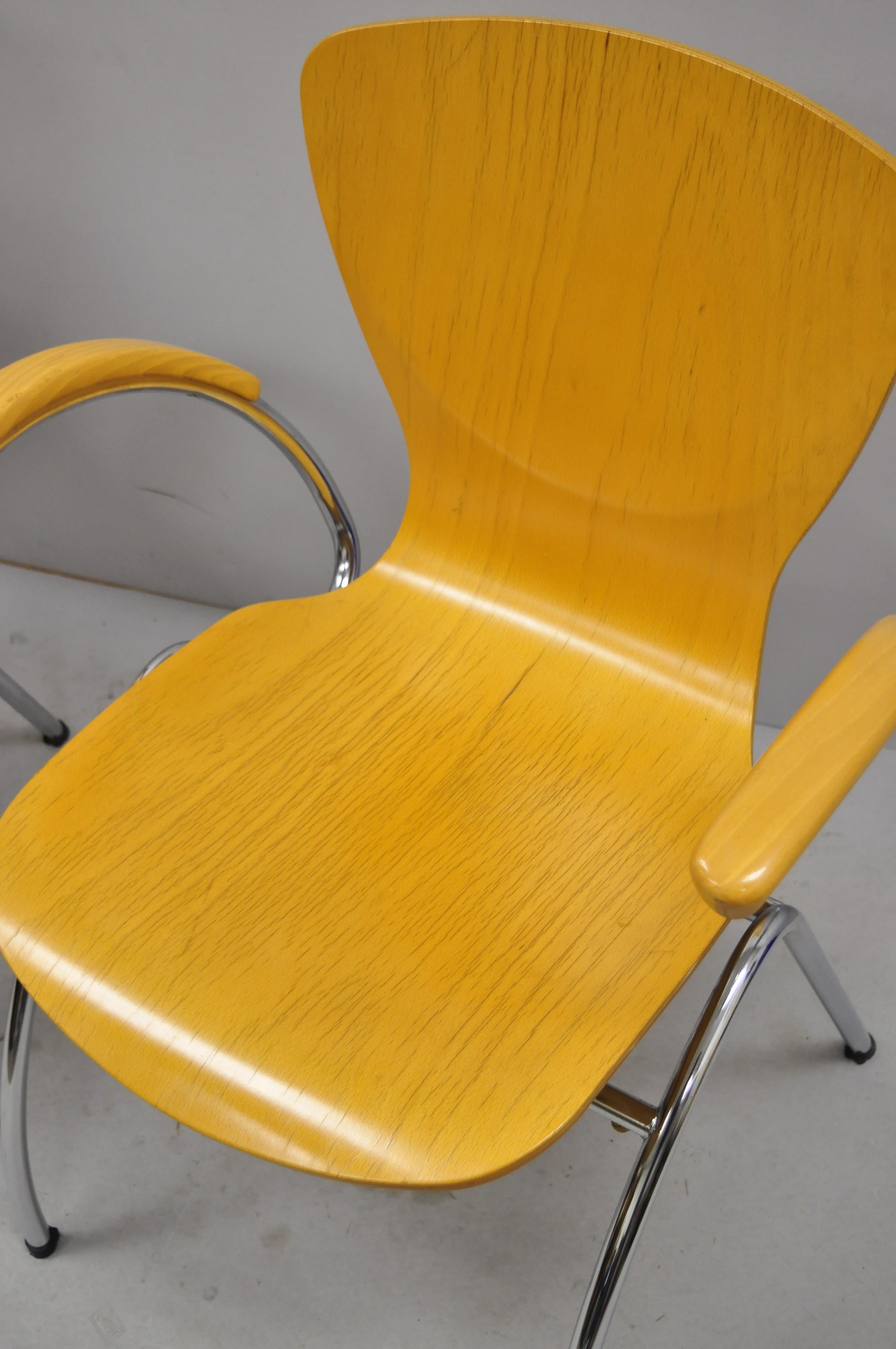 Polish Pair of Kimball Bingo Stacking Armchairs Midcentury Danish Modern Style
