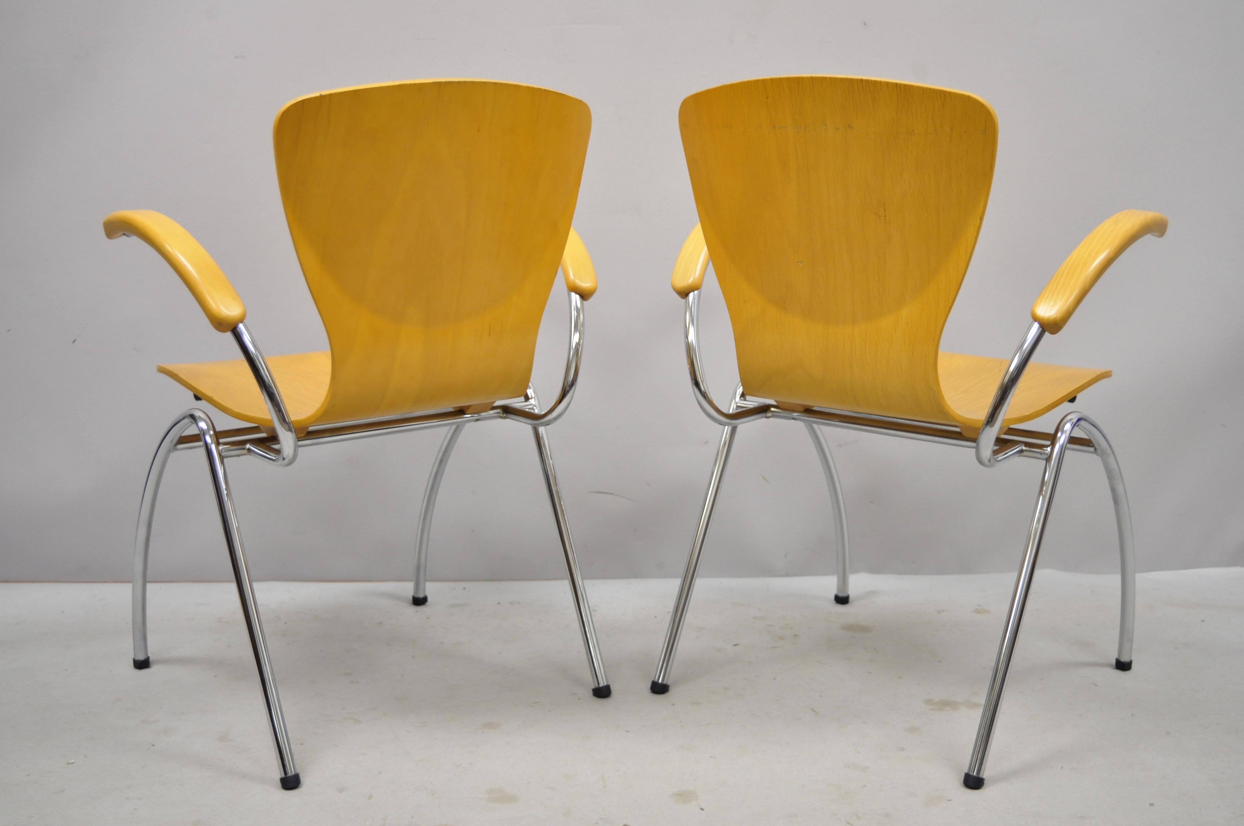 Contemporary Pair of Kimball Bingo Stacking Armchairs Midcentury Danish Modern Style