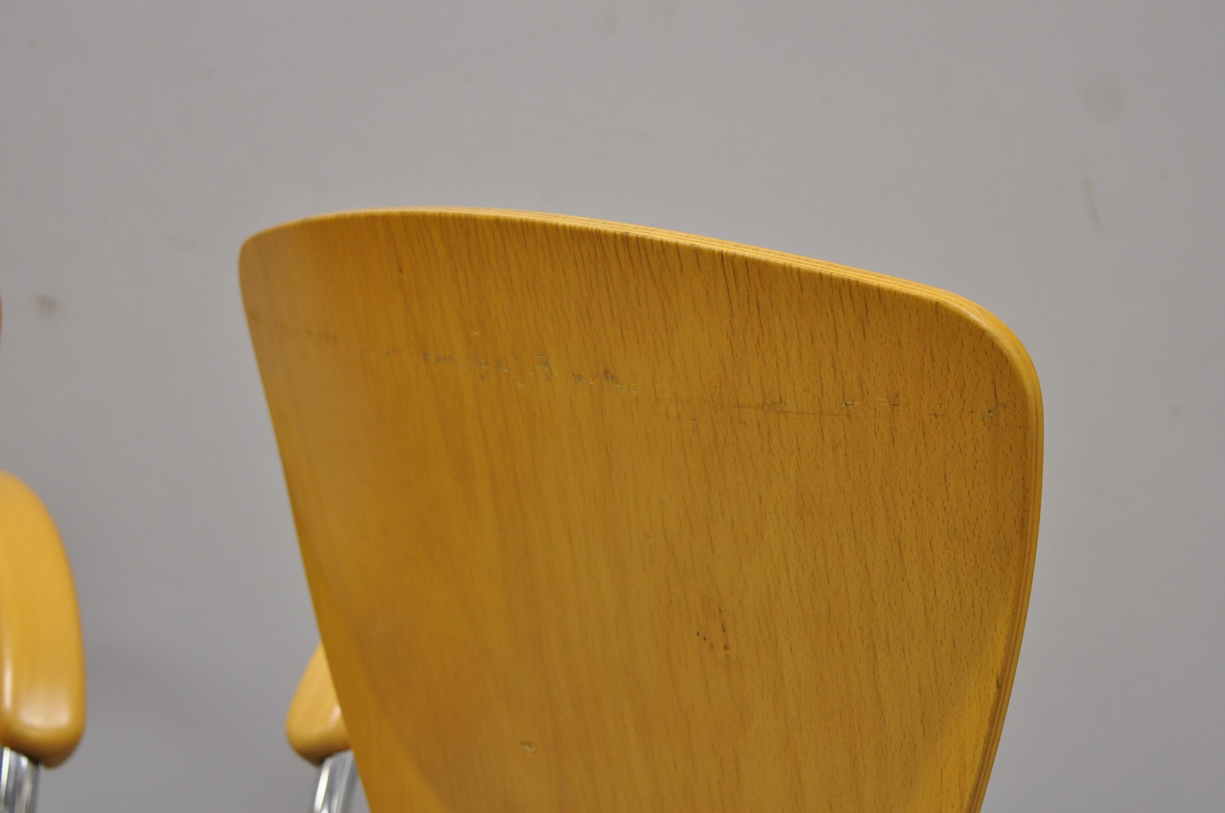 Metal Pair of Kimball Bingo Stacking Armchairs Midcentury Danish Modern Style