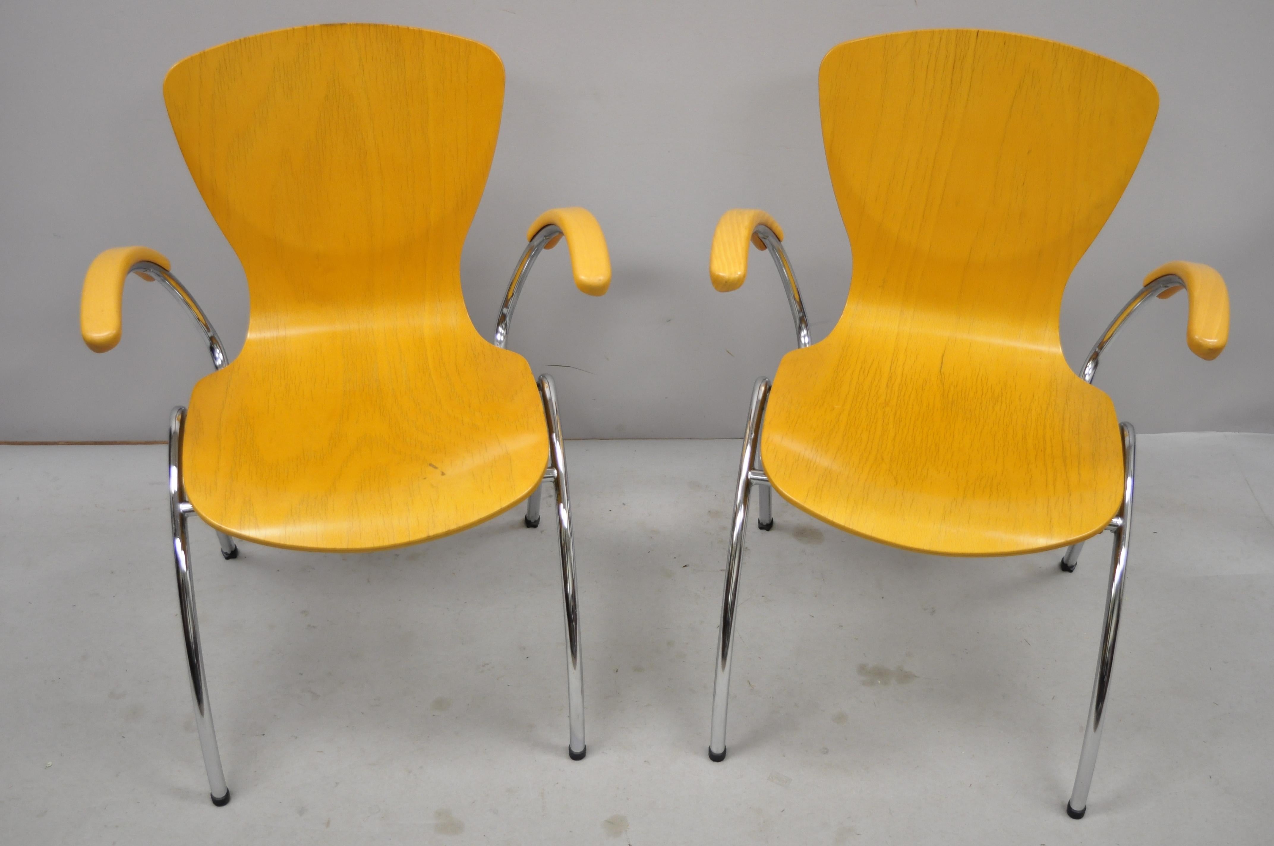 Pair of Kimball Bingo Stacking Armchairs Midcentury Danish Modern Style 1
