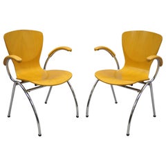 Pair of Kimball Bingo Stacking Armchairs Midcentury Danish Modern Style