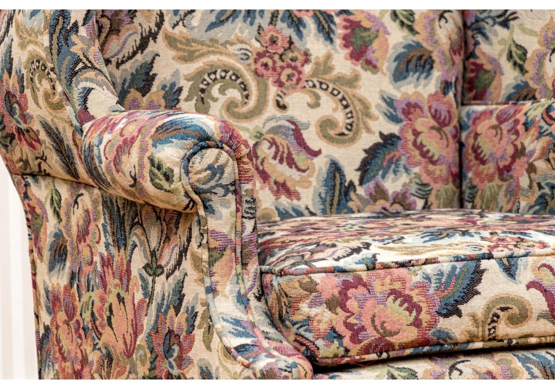 Pair Of Kindel Chippendale Style Upholstered Wing Chairs For Sale 5