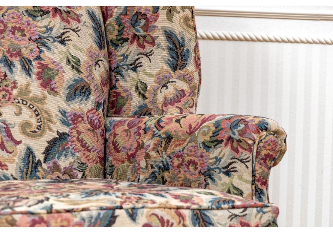20th Century Pair Of Kindel Chippendale Style Upholstered Wing Chairs For Sale