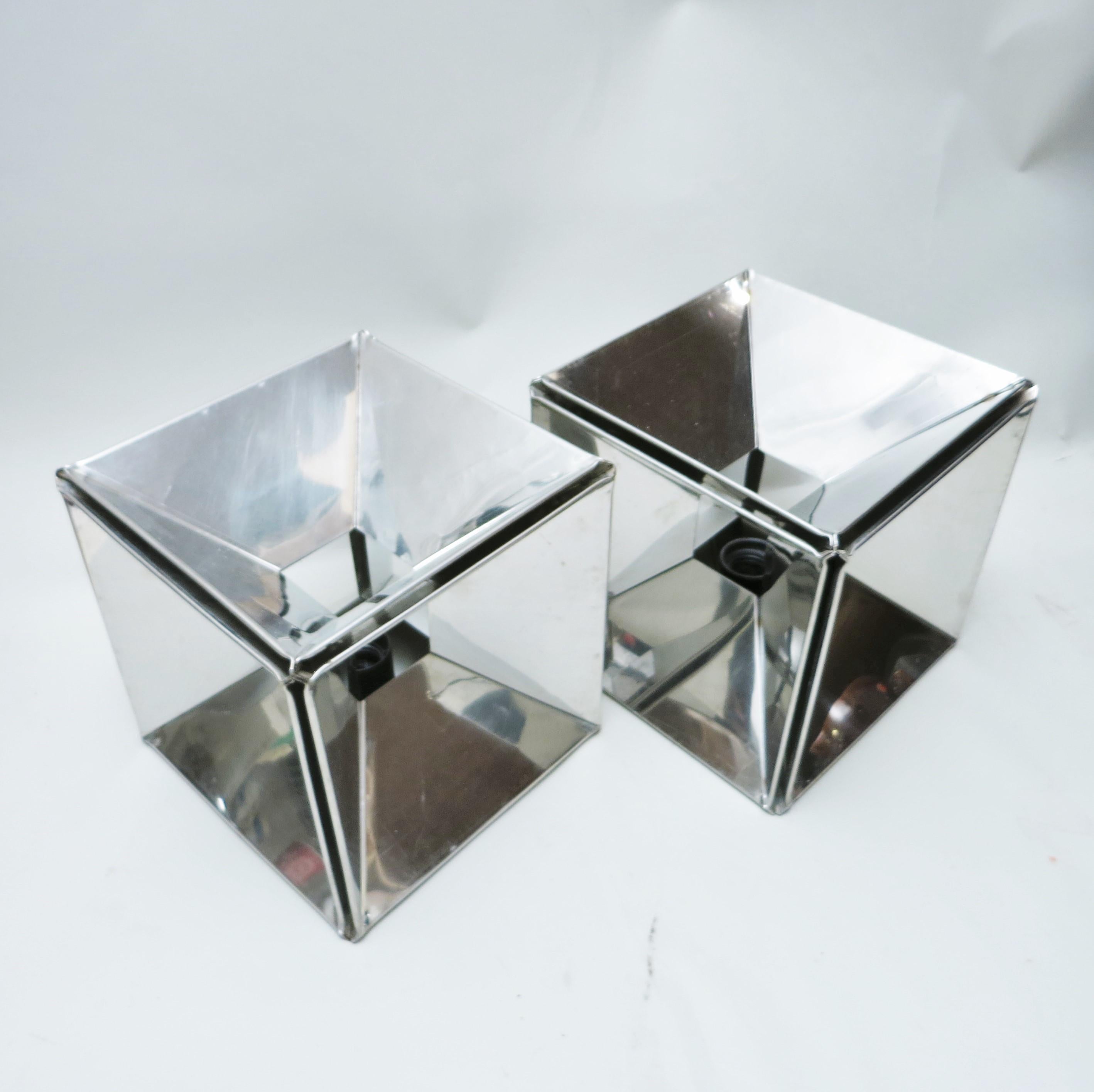 Late 20th Century Pair of Kinetic Cube Chrome Lamps of the 1970s