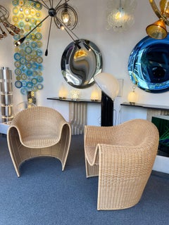 Paire de fauteuils King Tubby Rattan de Platt & Young pour Driade, Italie, années 1990