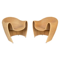 Pair of King Tubby Rattan Armchairs by Platt & Young for Driade, Italy, 1990s