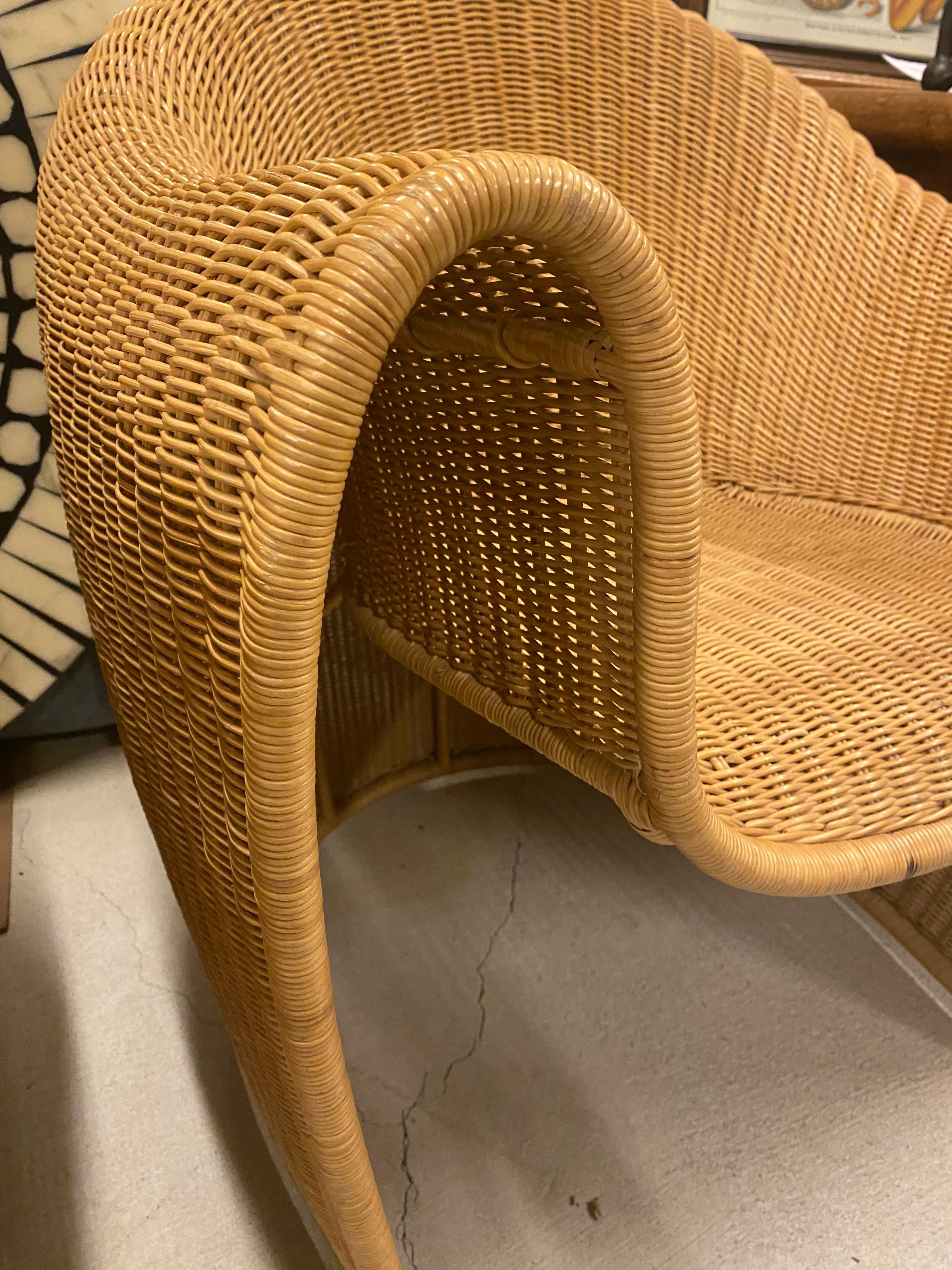 Pair of King Tubby Wicker Chairs, Italy, 1990's 3