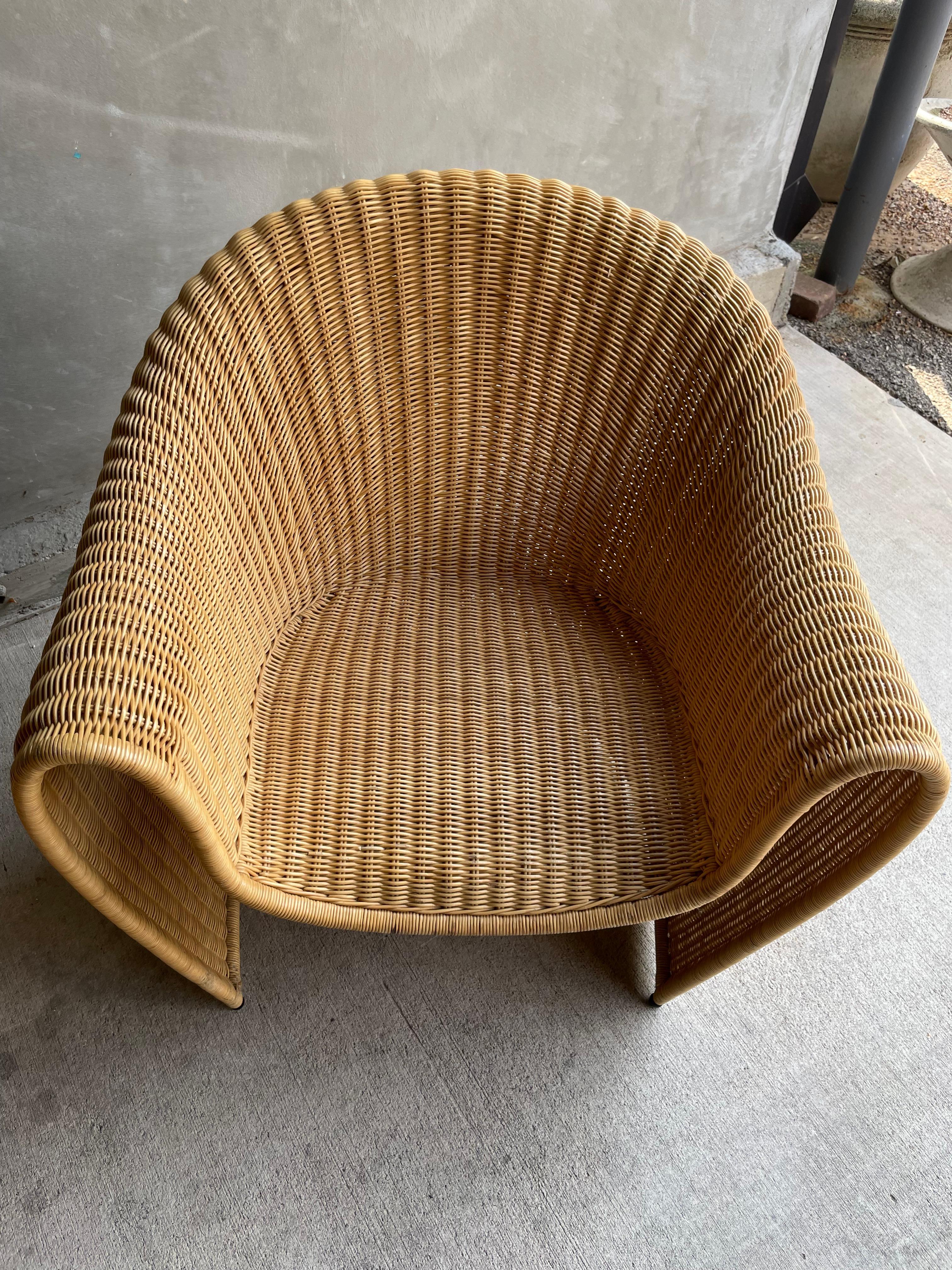 Steel Pair of King Tubby Wicker Chairs, Italy, 1990's