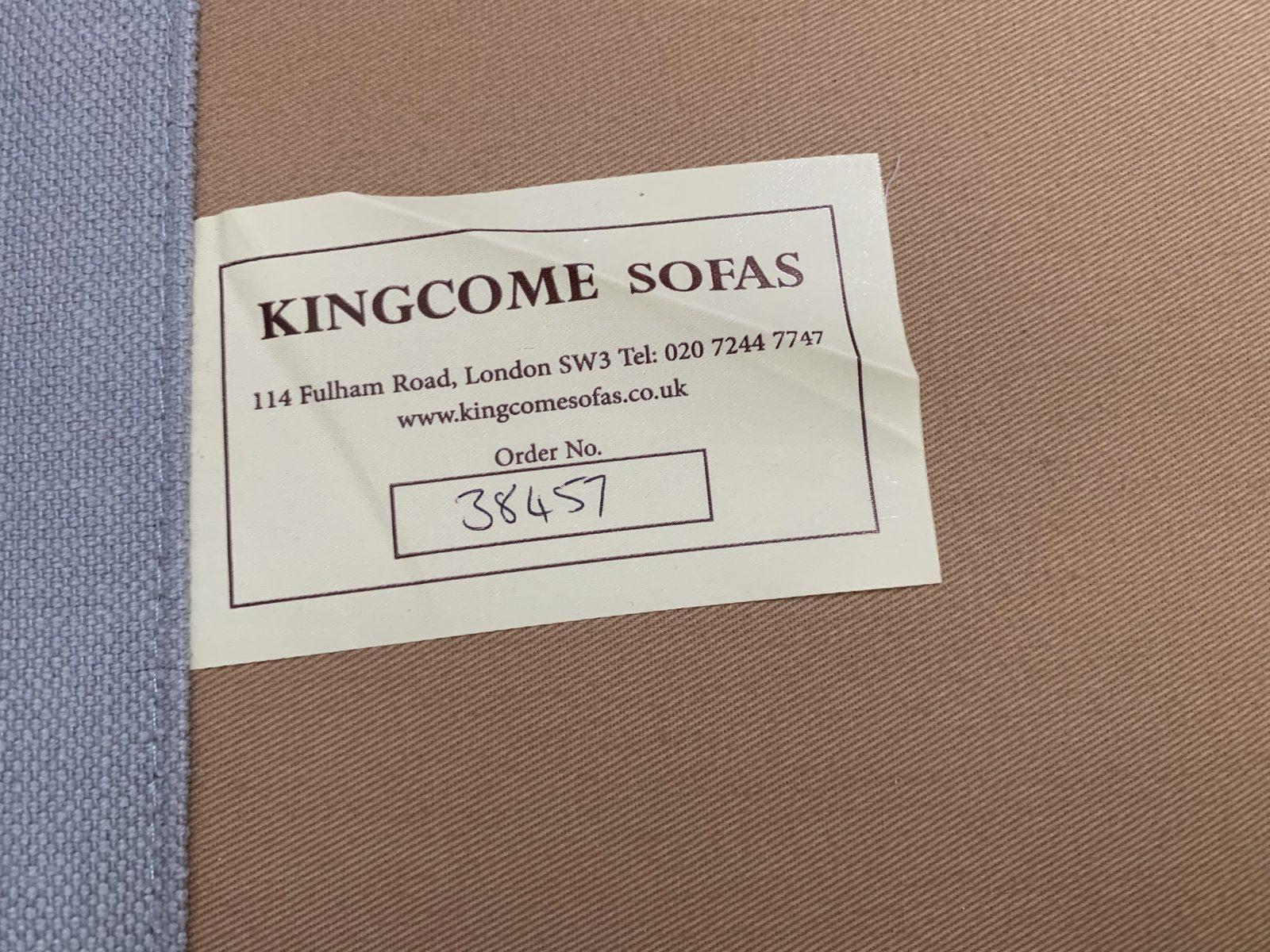 Pair of “Dallas” 2.5Seat Sofa in Pale Grey Fabric For Sale at