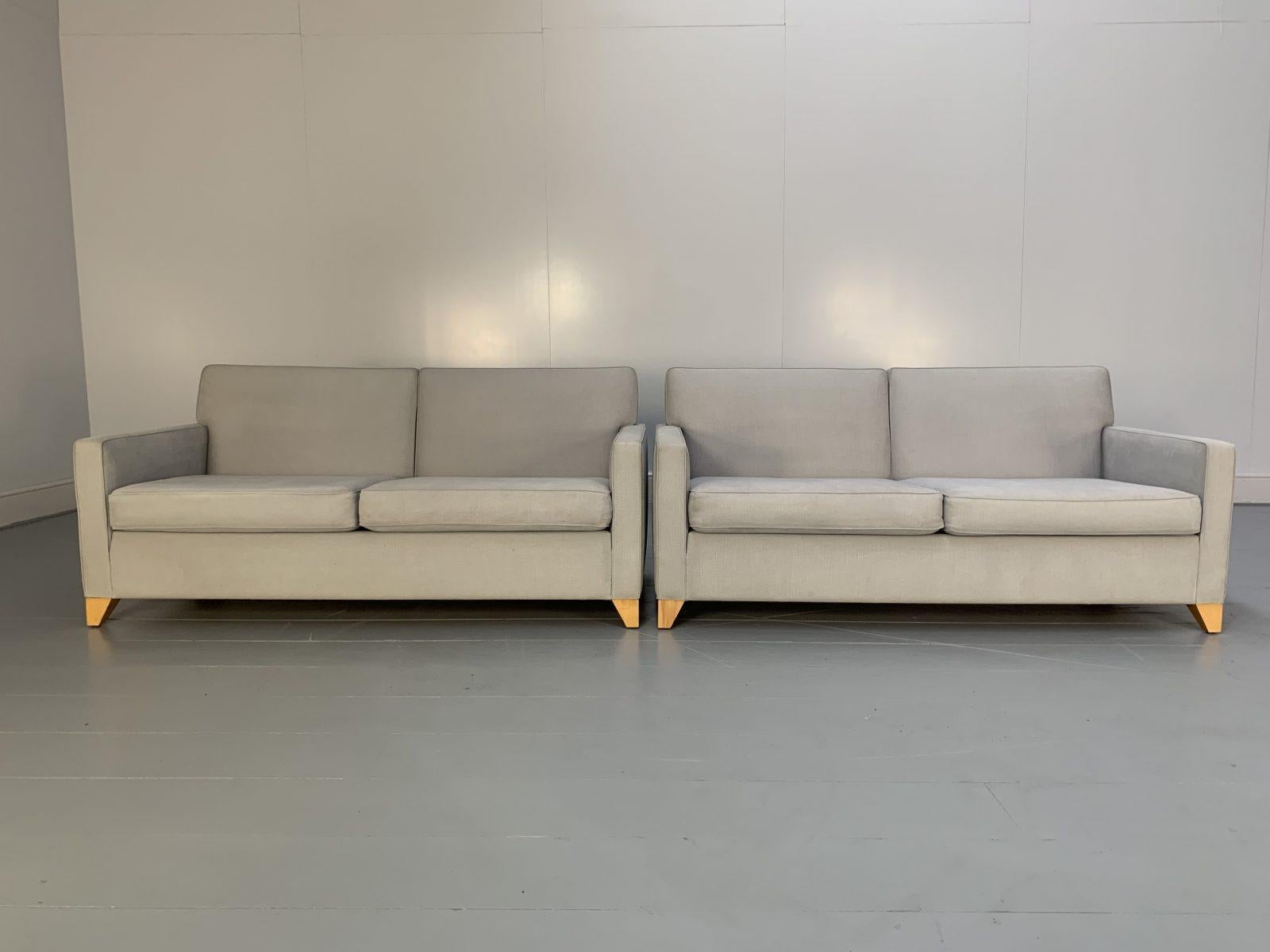 Pair of “Dallas” 2.5Seat Sofa in Pale Grey Fabric For Sale at