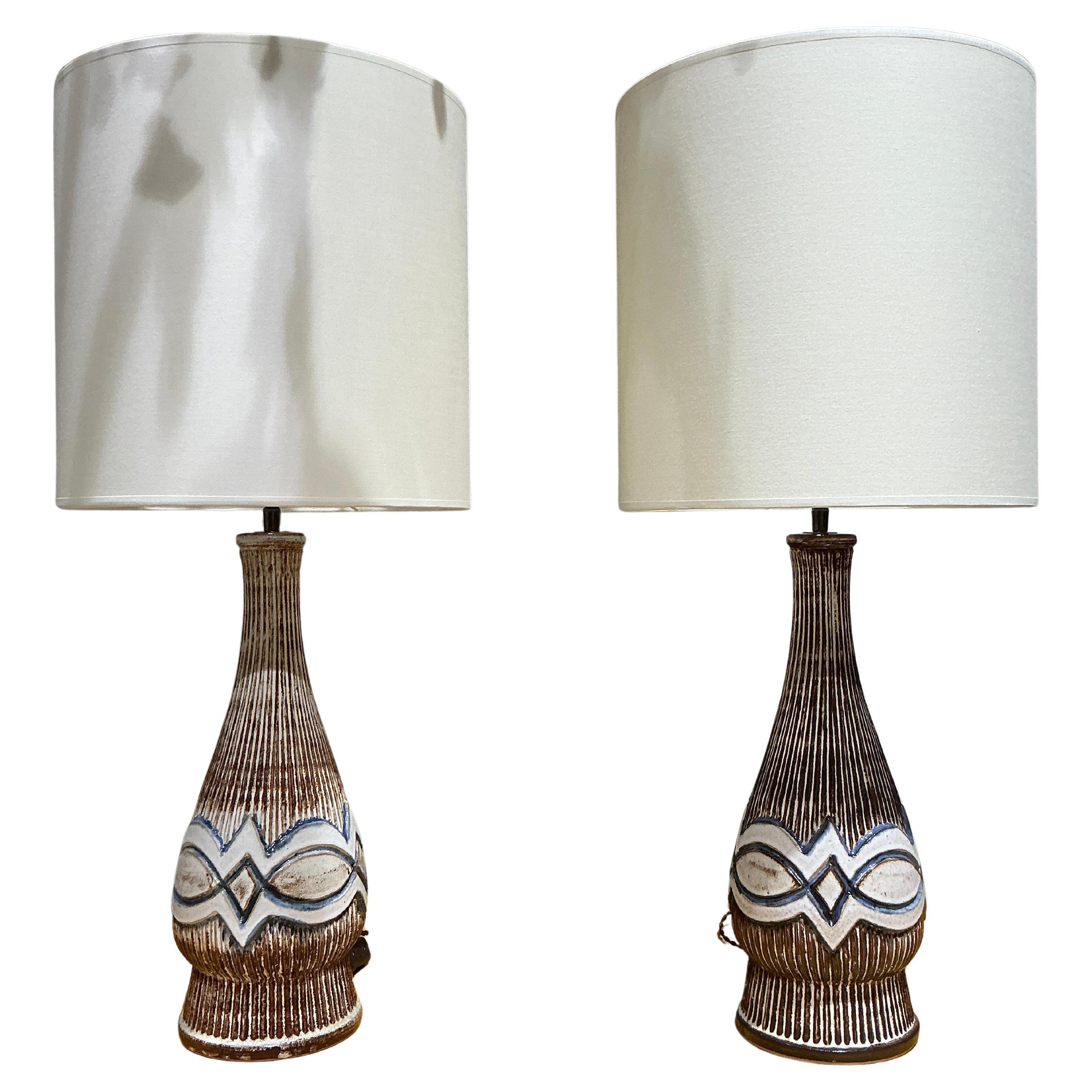 Paar Kingo Keramik-Lampen, Dänemark, 1970