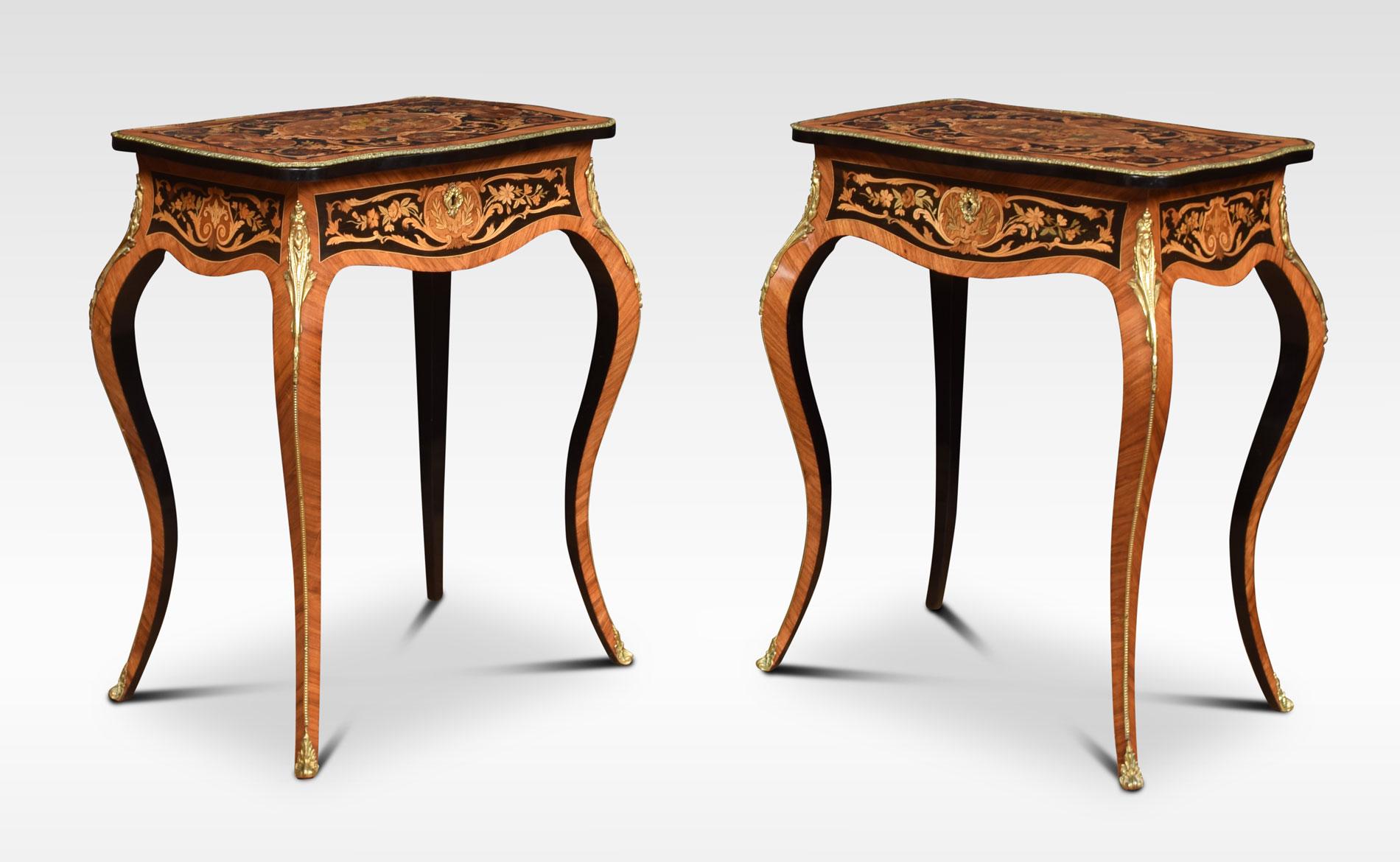 Pair of Kingwood and Marquetry Inlaid Side Tables 5