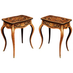 Pair of Kingwood and Marquetry Inlaid Side Tables