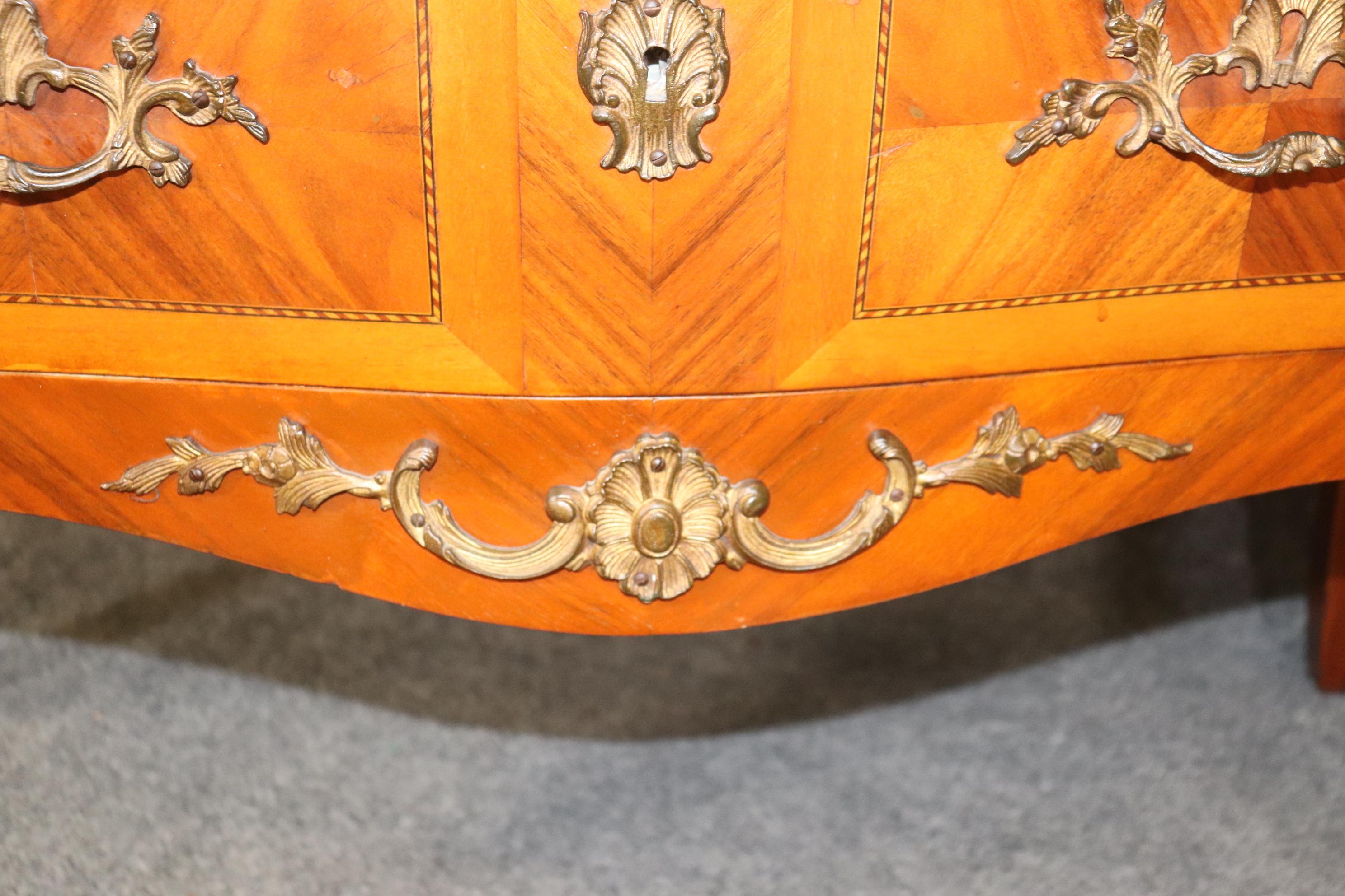 Pair of Kingwood and satinwood Marble Top French Louis XV Commodes  For Sale 11