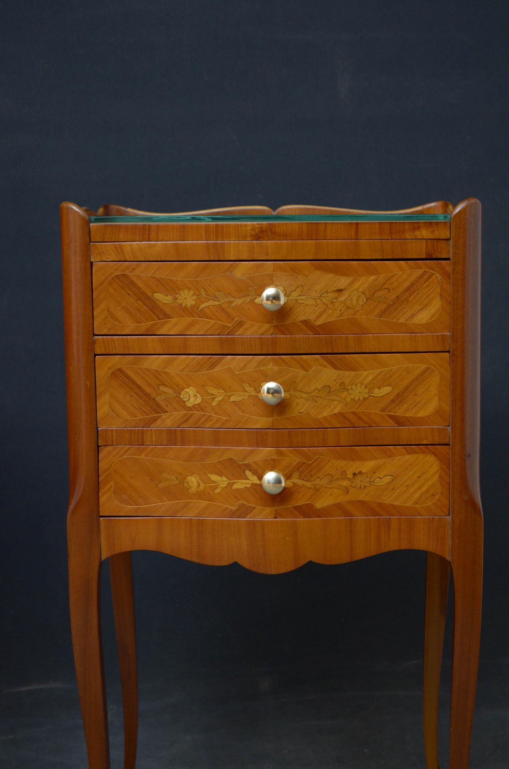 French Pair of Kingwood Bedside Cabinets Chests
