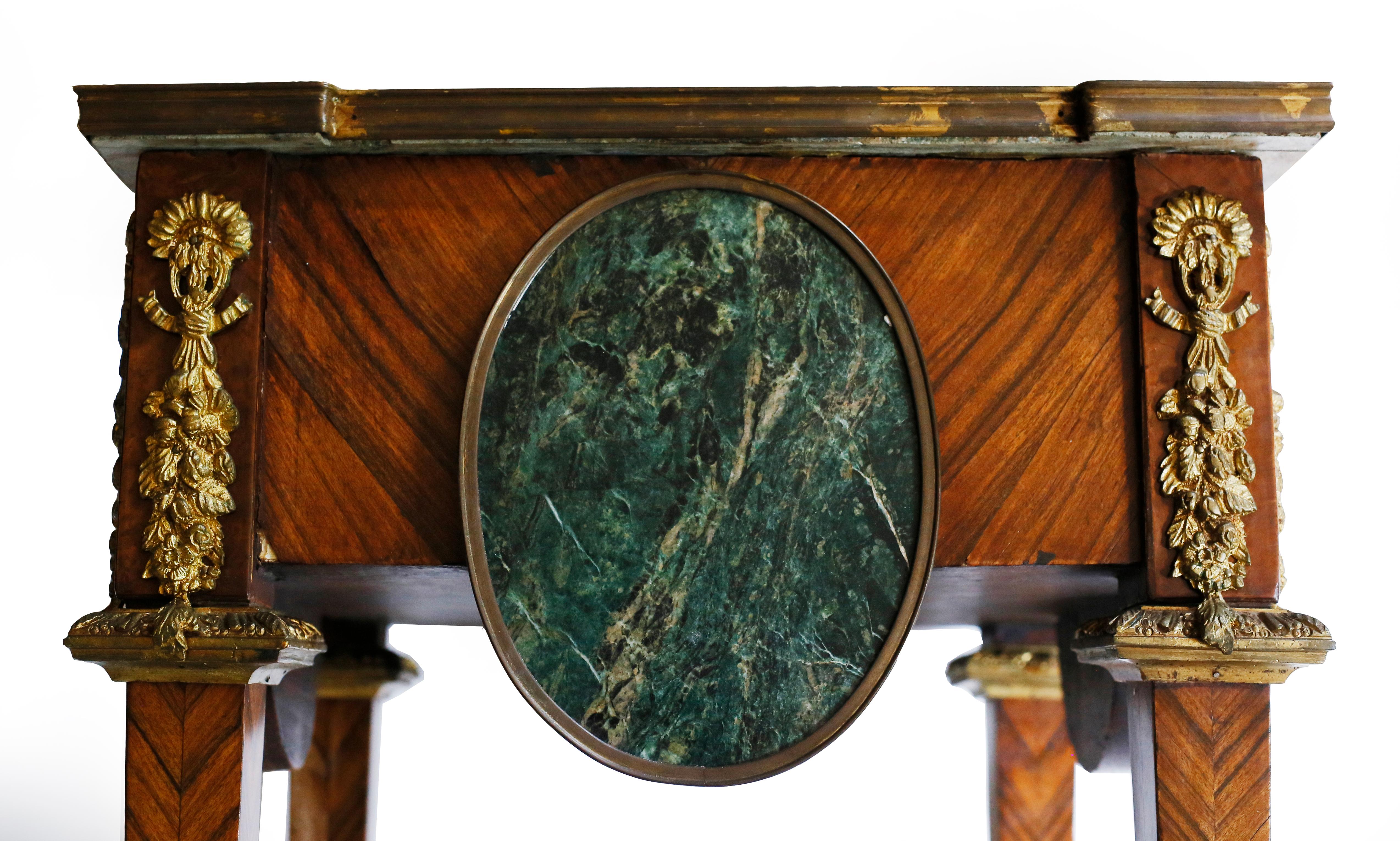 Pair of Kingwood Bronze Doré Marble Mounted Side Louis XVI Tables 1