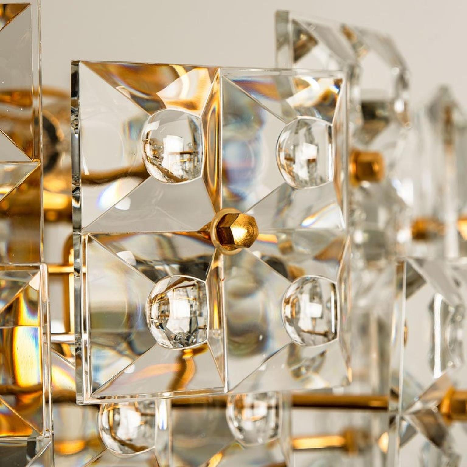 Pair of Kinkeldey Chandeliers, Gold-Plated Brass Crystal Glass, 1970 In Good Condition For Sale In Rijssen, NL