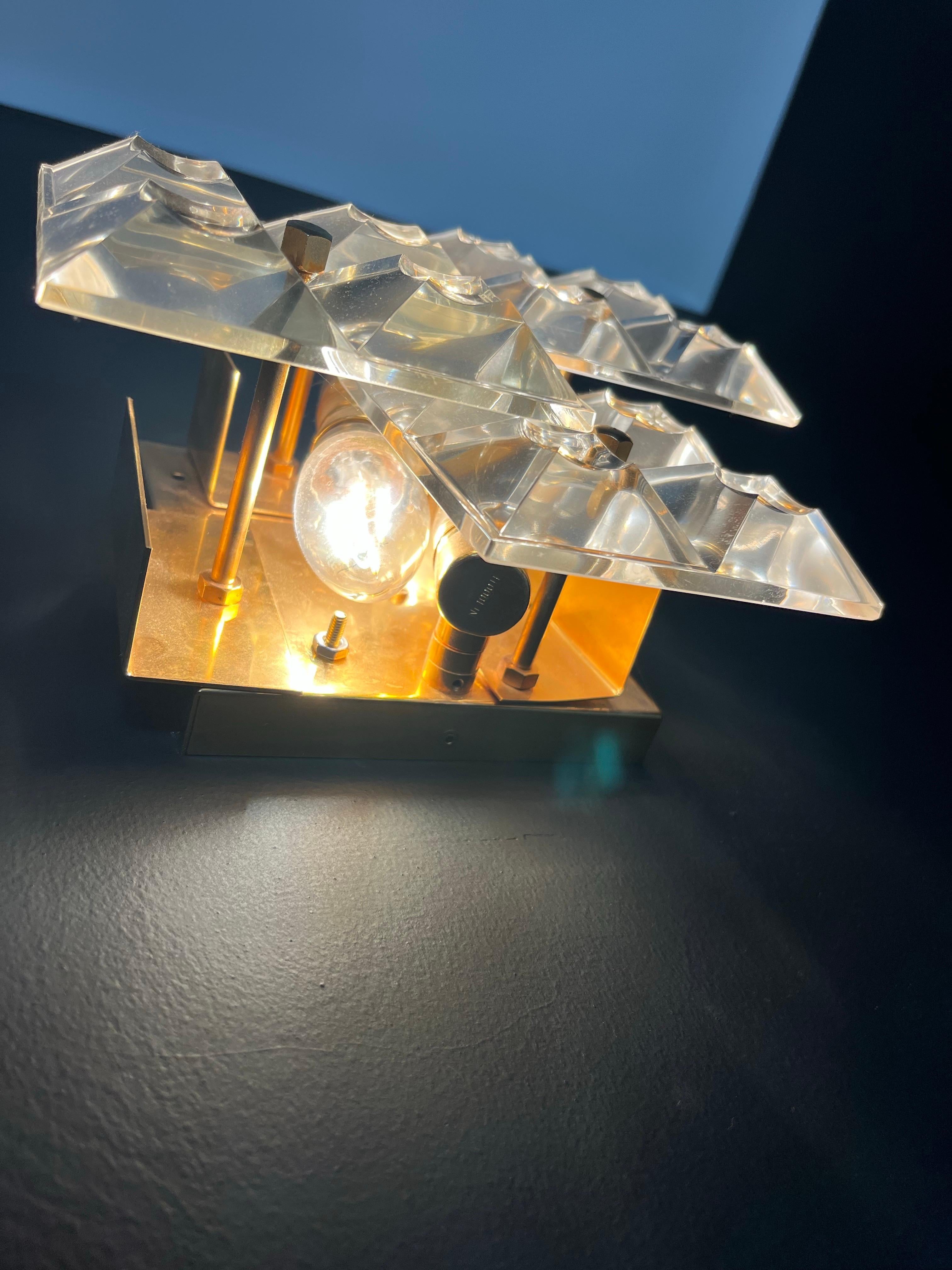 Tedesco Pair of Kinkeldey Sconces Brass and press Crystal , Germany 1970s in vendita