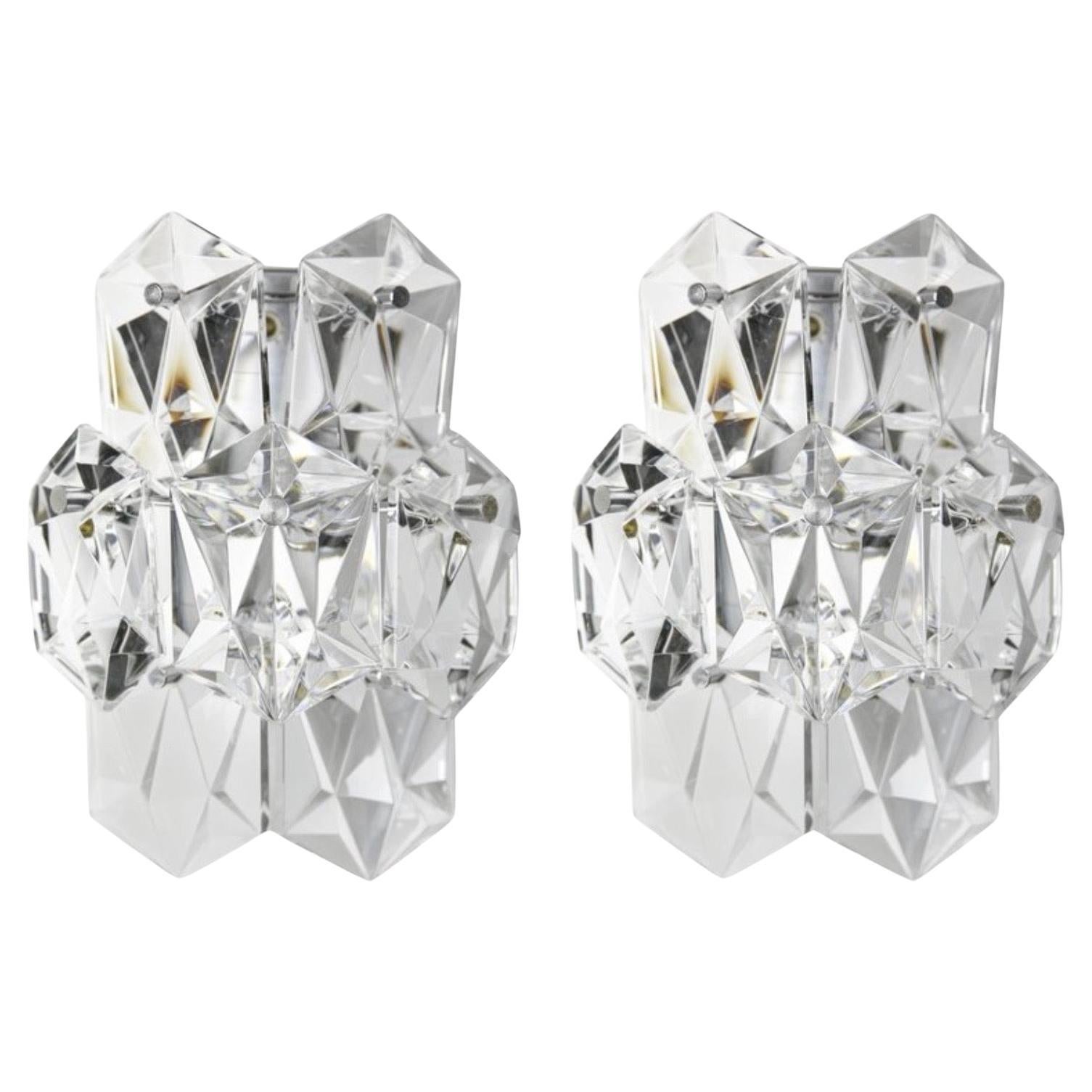 Paire d
appliques Kinkeldey en chrome et cristal, 1960