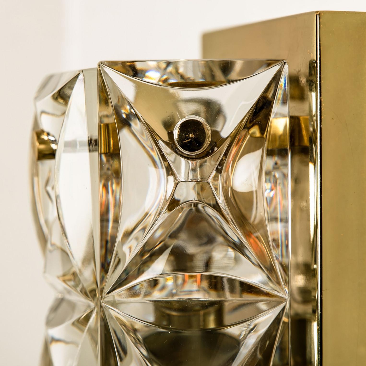 Pair of Kinkeldey Wall Light Fixtures, Crystal Glass, 1970 In Good Condition For Sale In Rijssen, NL