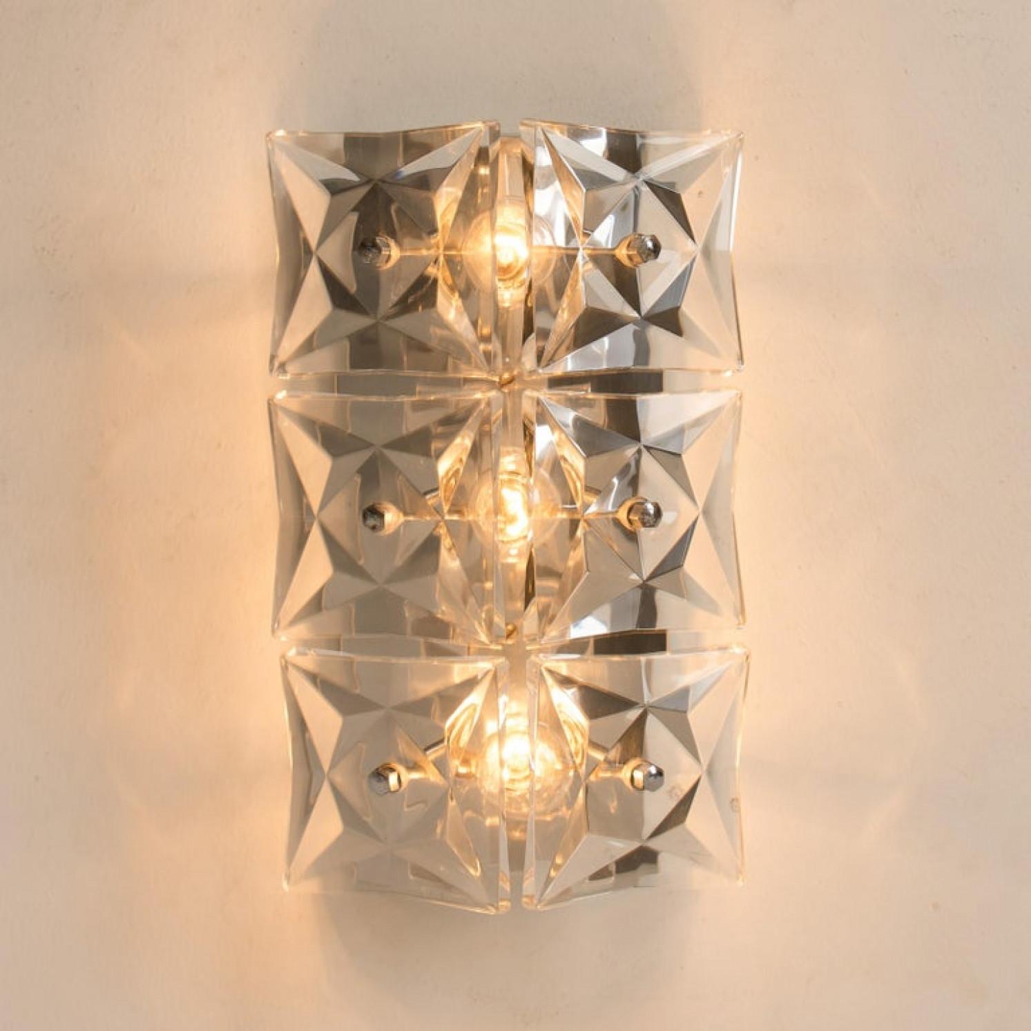 Gallery Detail: Pair Of Kinkeldey Wall Light Fixtures Nickel Crystal Glass 1970