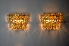Pair of kinkeldey wall lights, 2 levels, German cut crystals, 1970